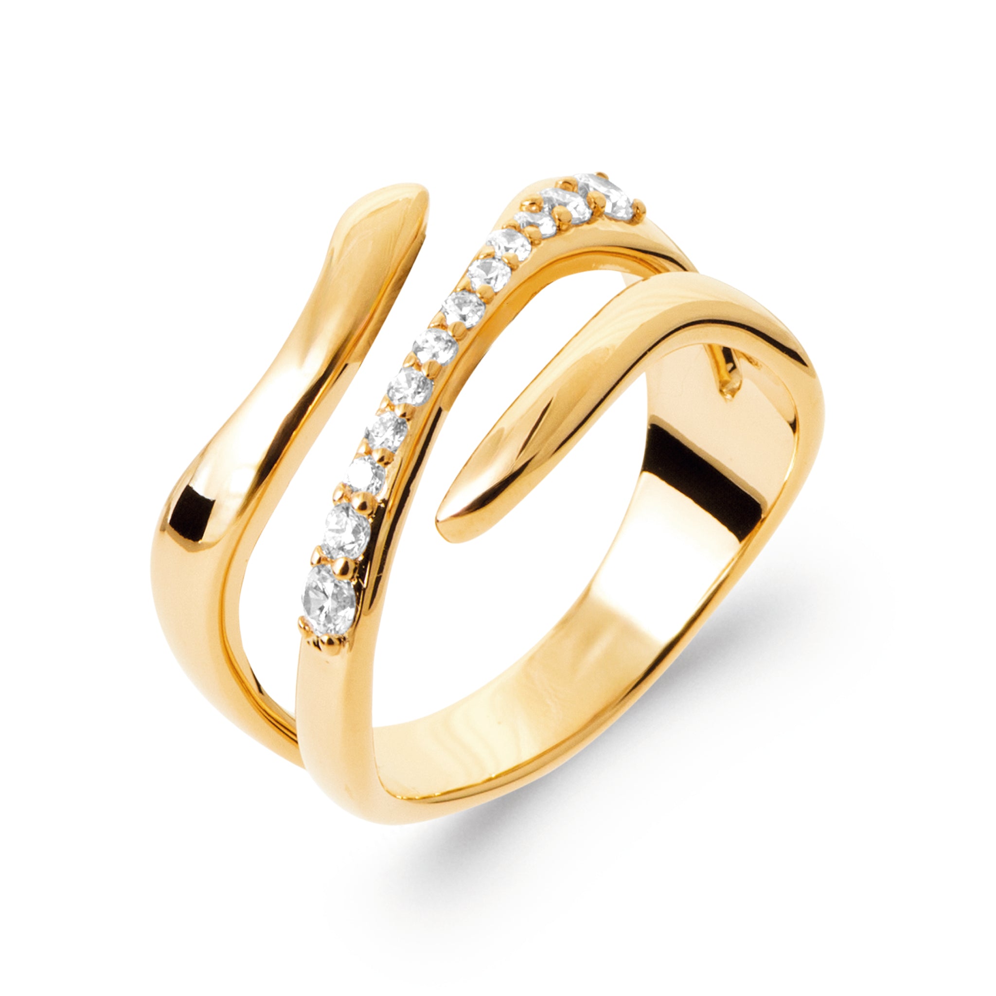 Bague spirale triple rang empierrées