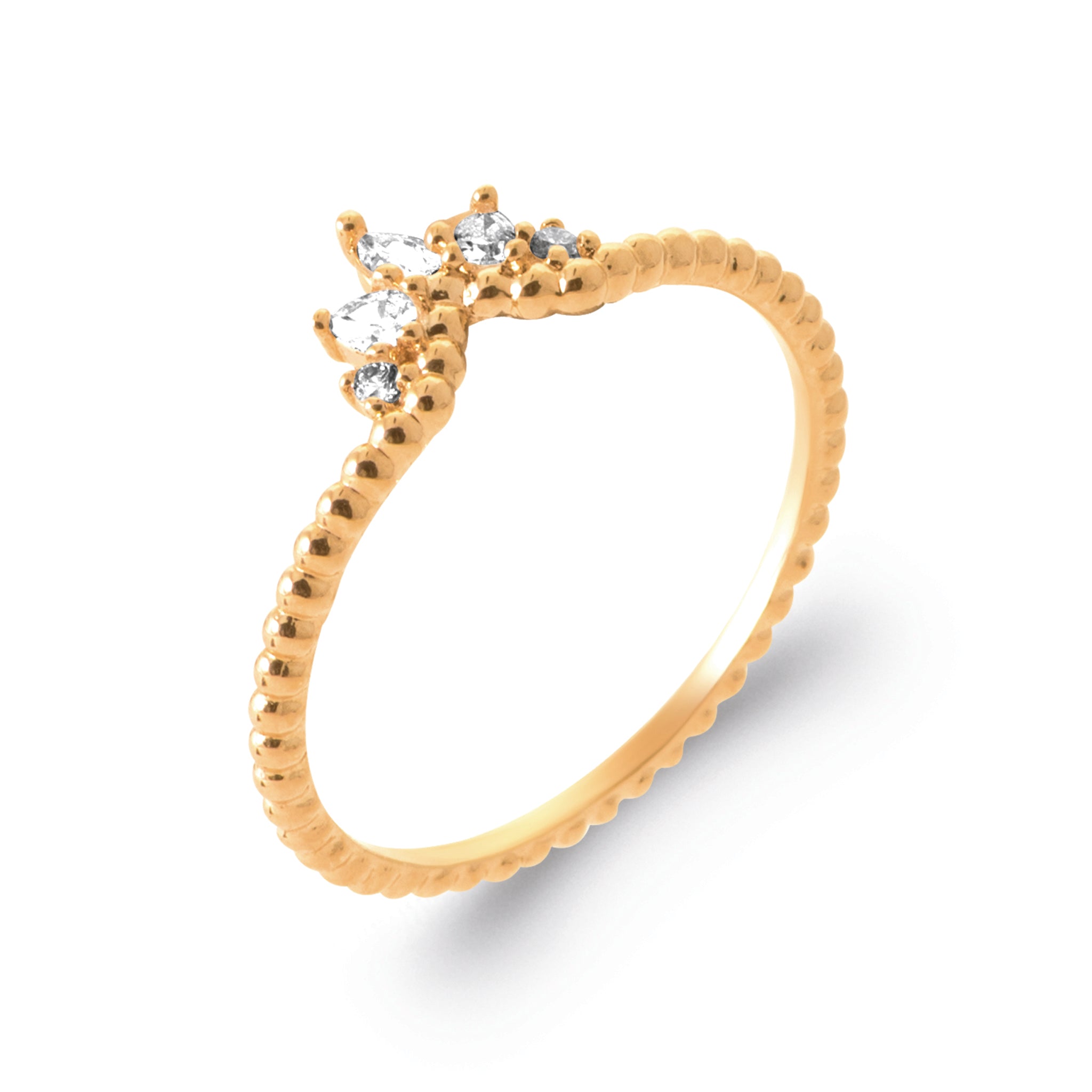 Bague perlée couronne d'oxydes