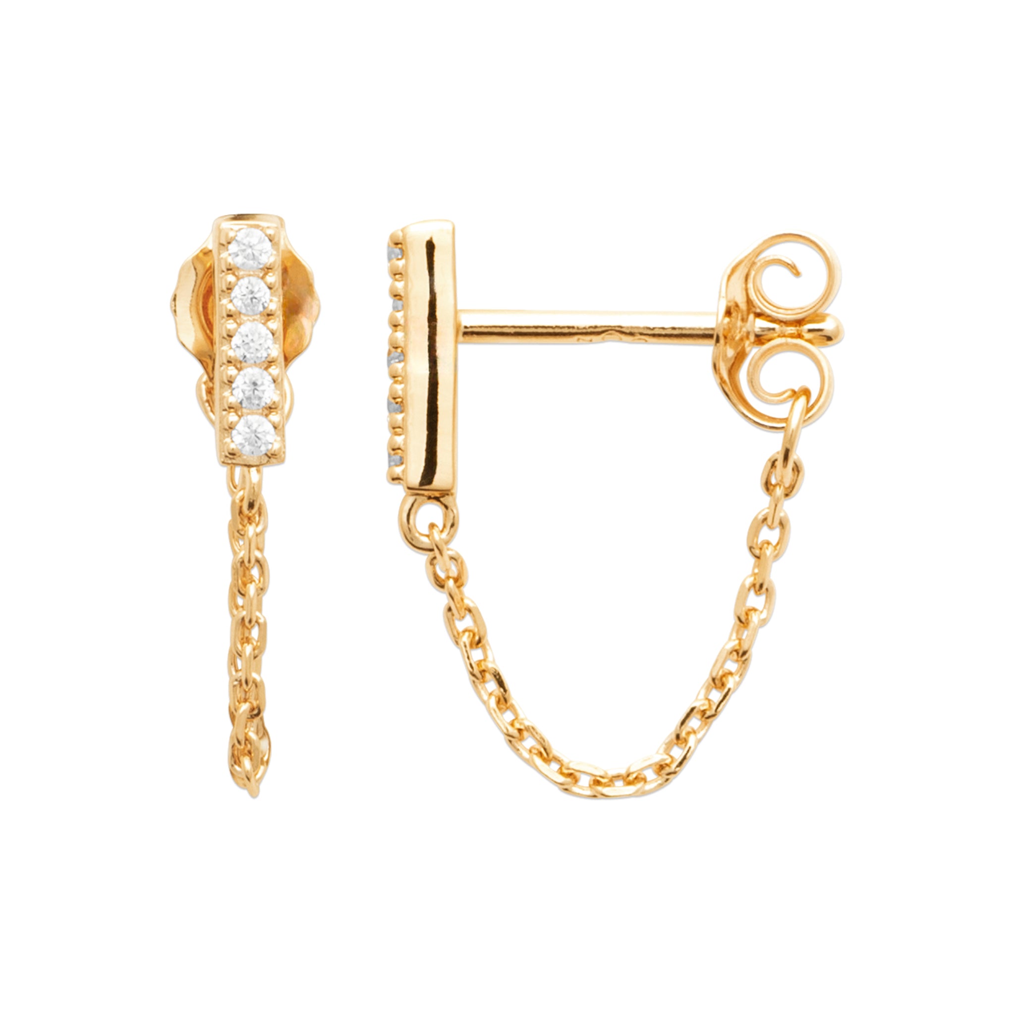 Boucles d'oreilles barres et chaînettes