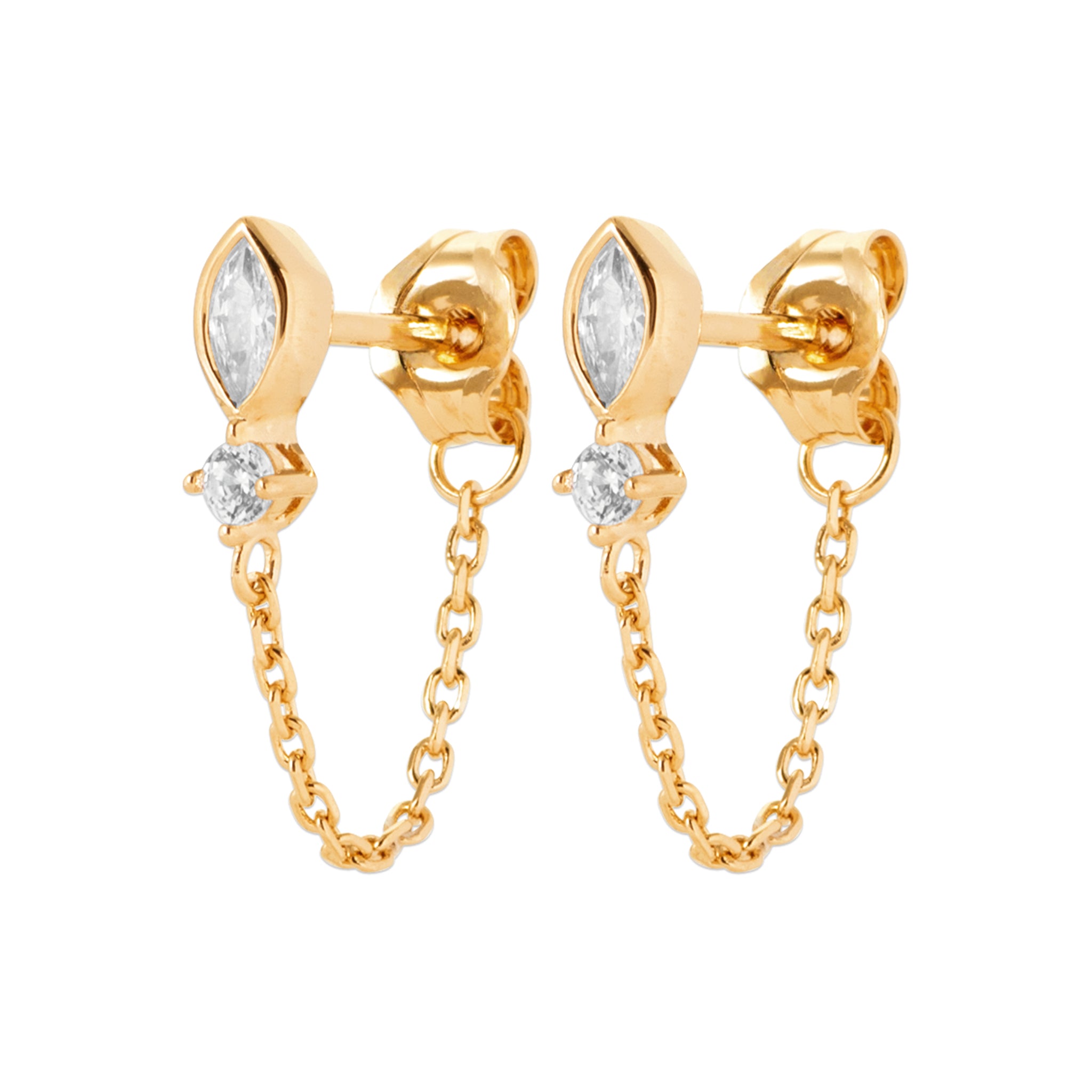 Boucles d'oreilles plaqué or oxydes et chaînes - vue 1