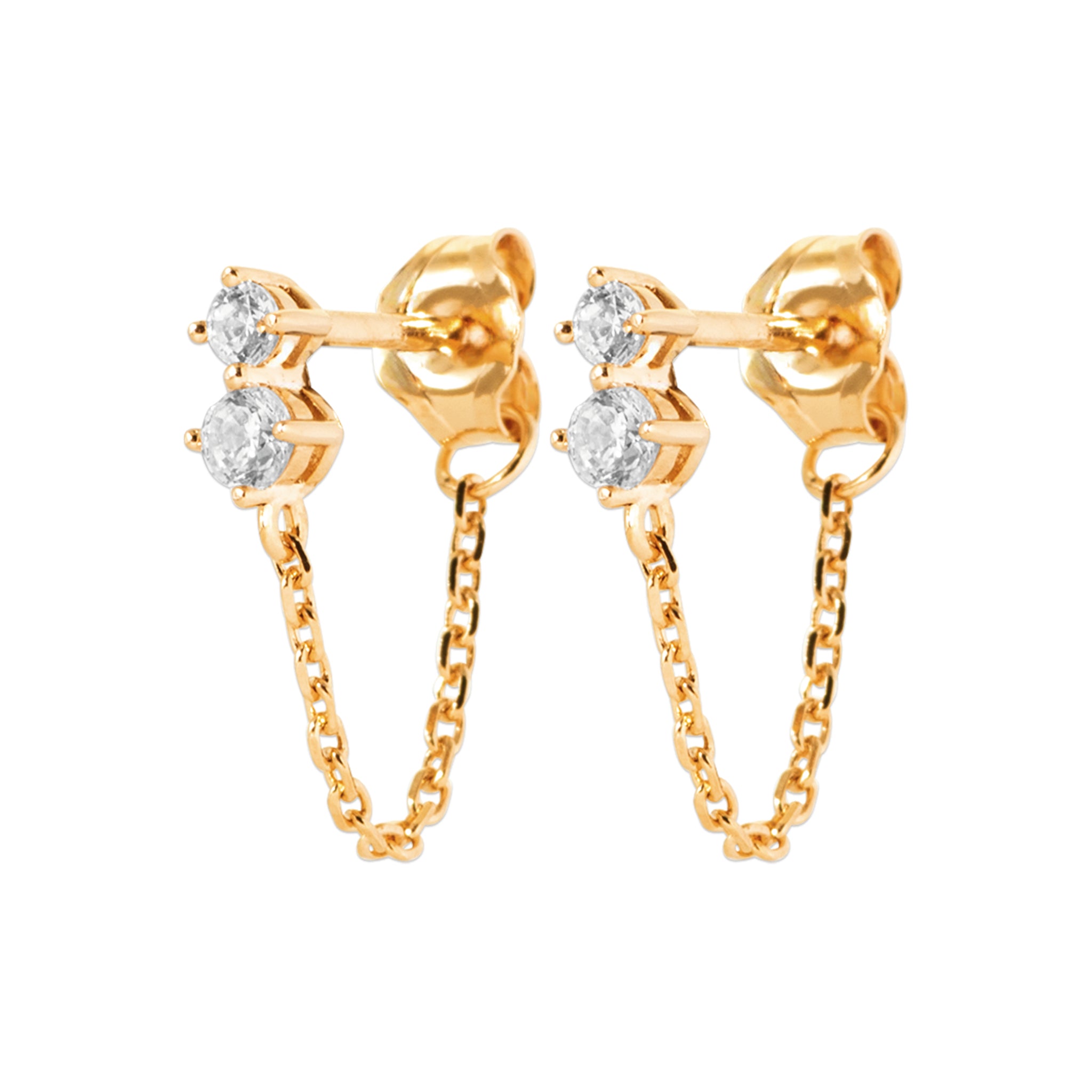 Boucles d'oreilles clous et chaîne