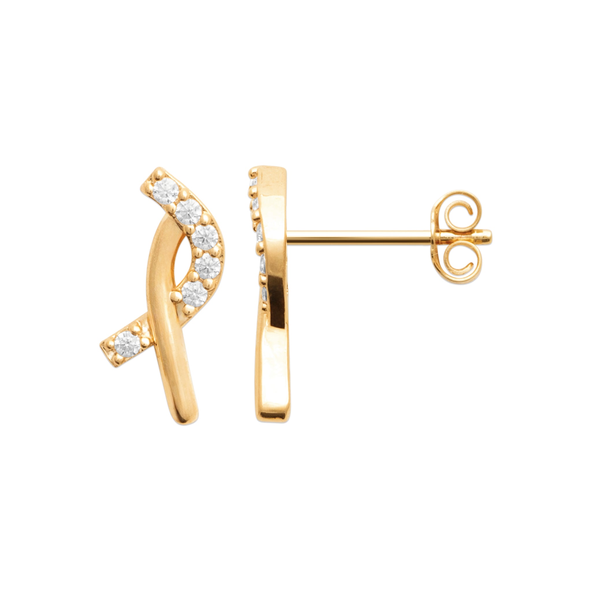 Boucles d'oreilles puces rubans croisés