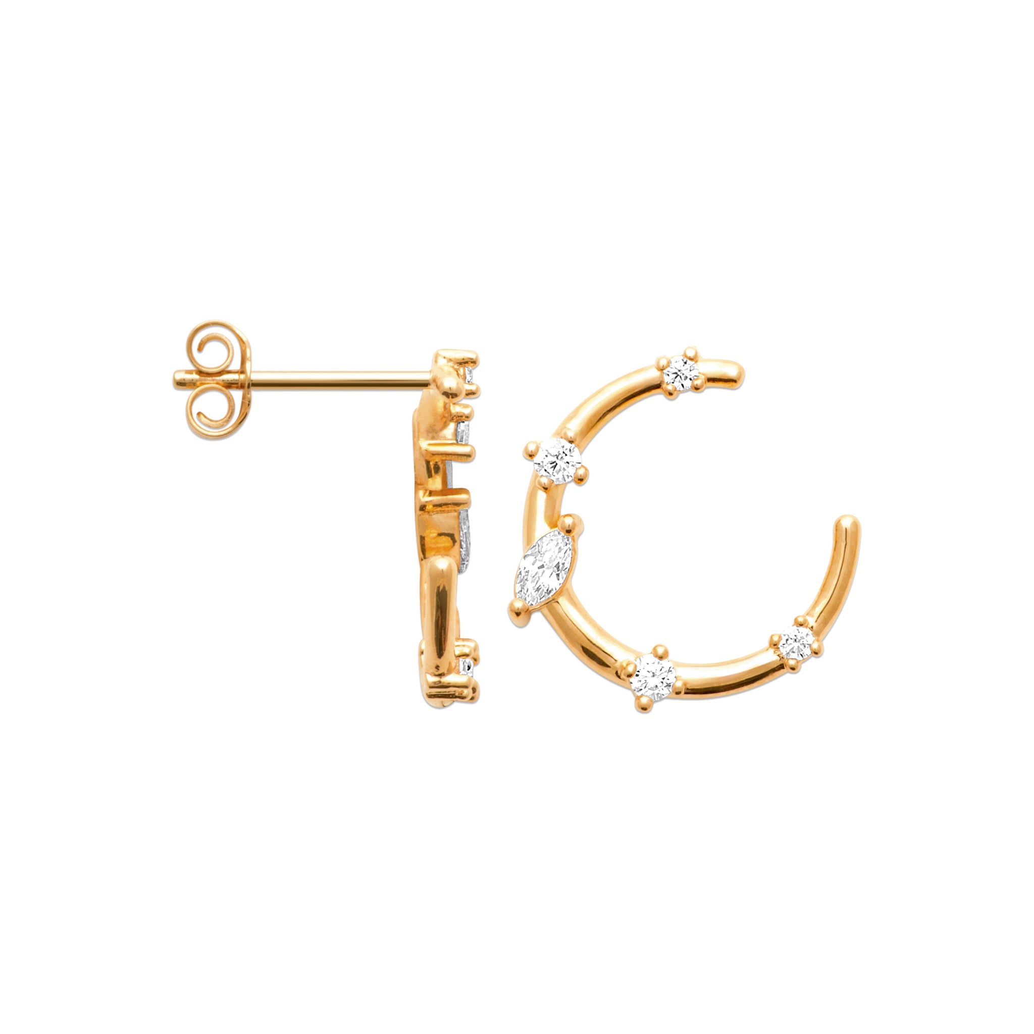 Boucles fixes oxydes style marquise & ronds
