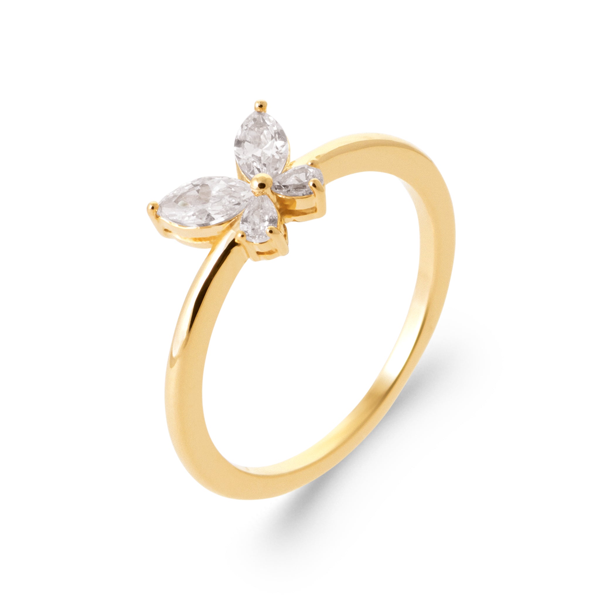 Bague papillon en zircons