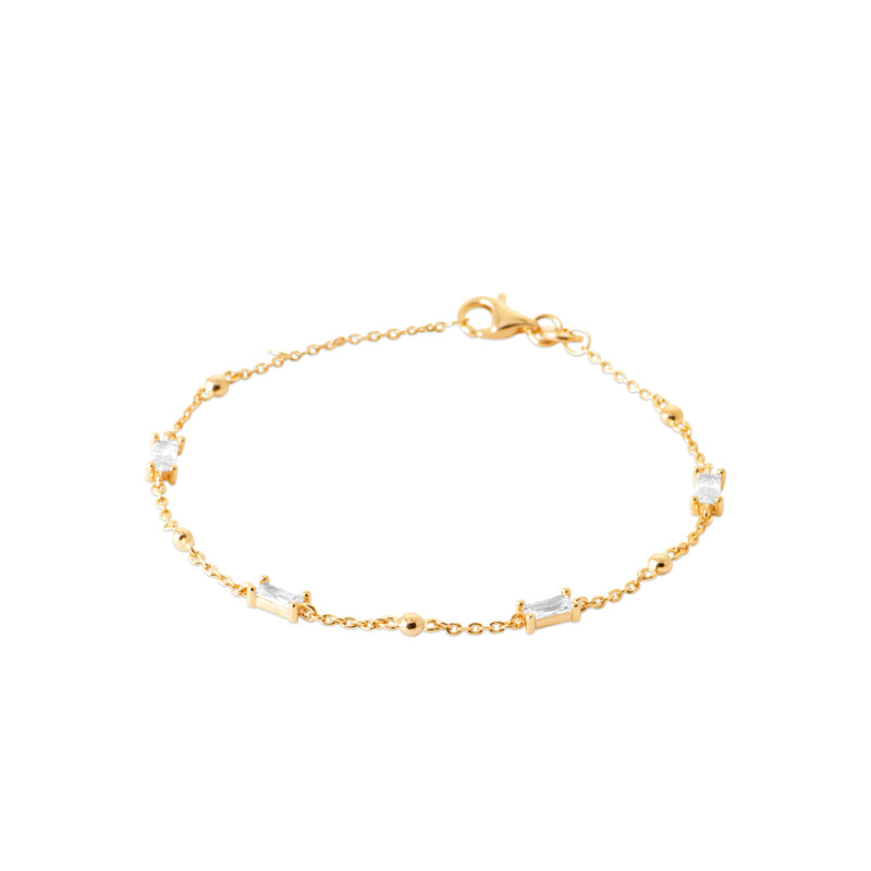 Bracelet zircons rectangles & perles