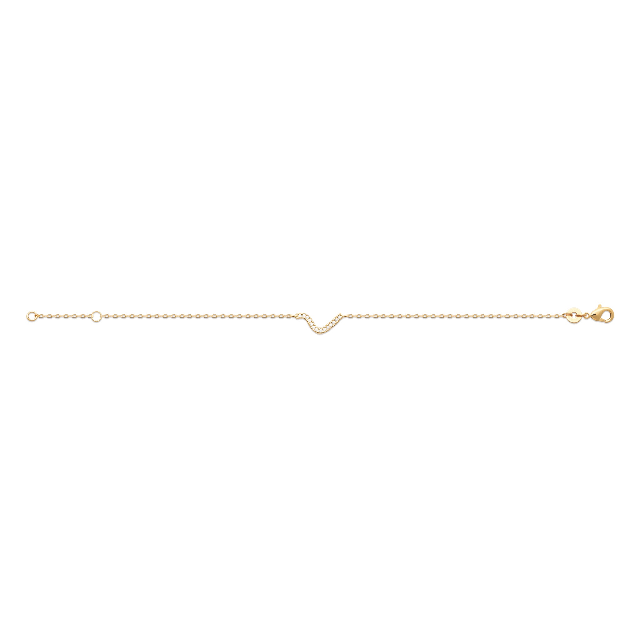 Bracelet chaîne plaqué or motif vague pavé zircons
