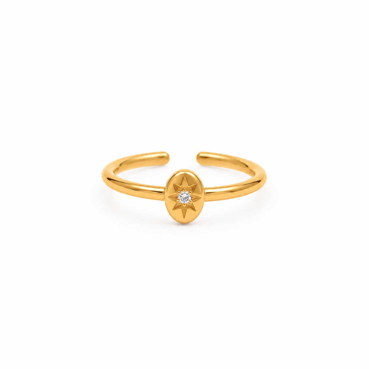 bague reglable dore acier inoxydable pas d'allergie etoile strass