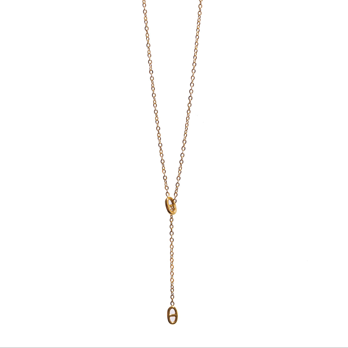 Collier cravate y maille marine coulissant acier inoxydable doré hypoallergénique résiste à l'eau tendance