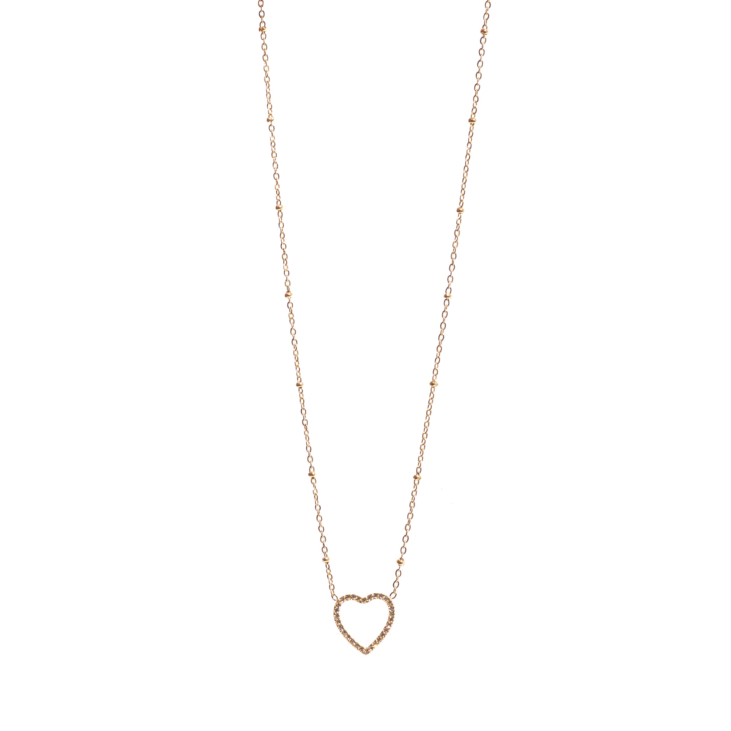 Collier petites perles et cœur strass