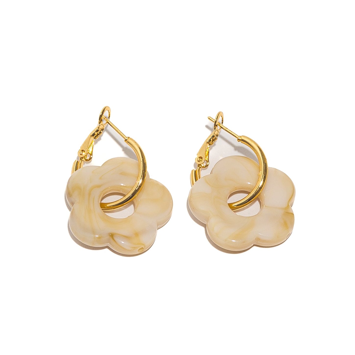 Petites créoles fleurs style marbre