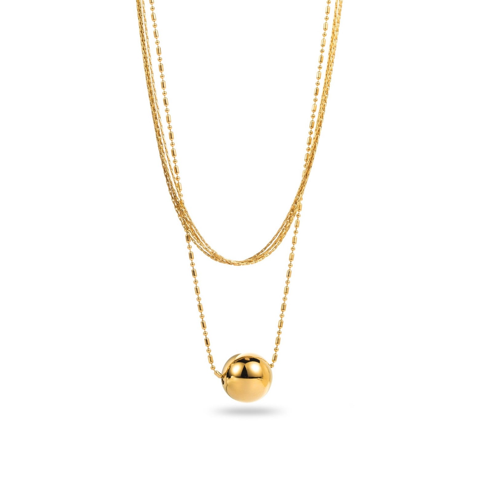 Collier multirangs perle d'acier