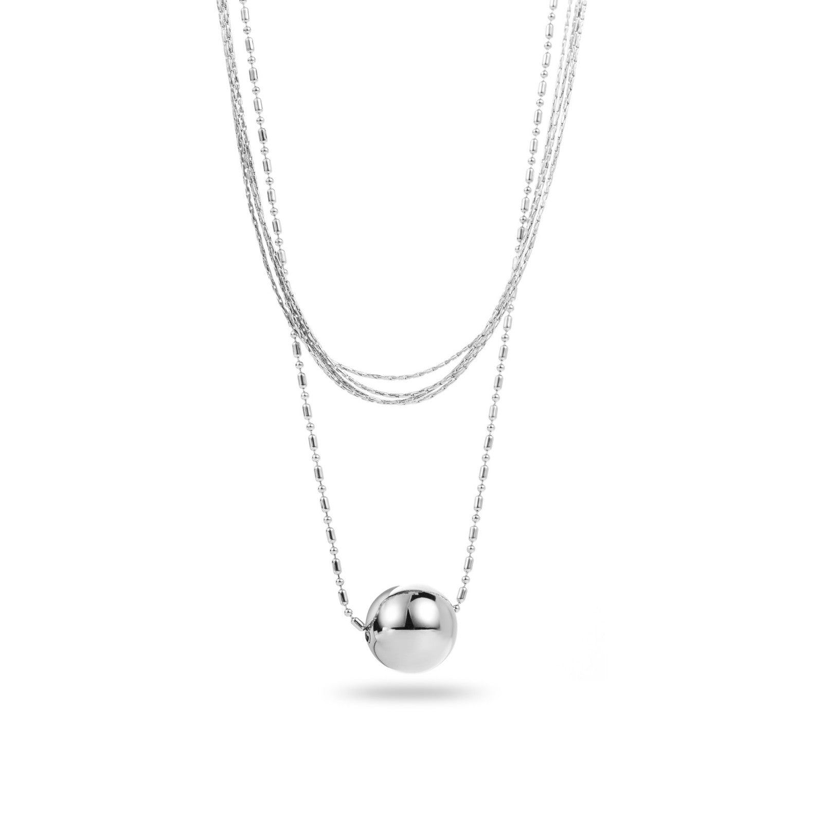 Collier multirangs perle d'acier