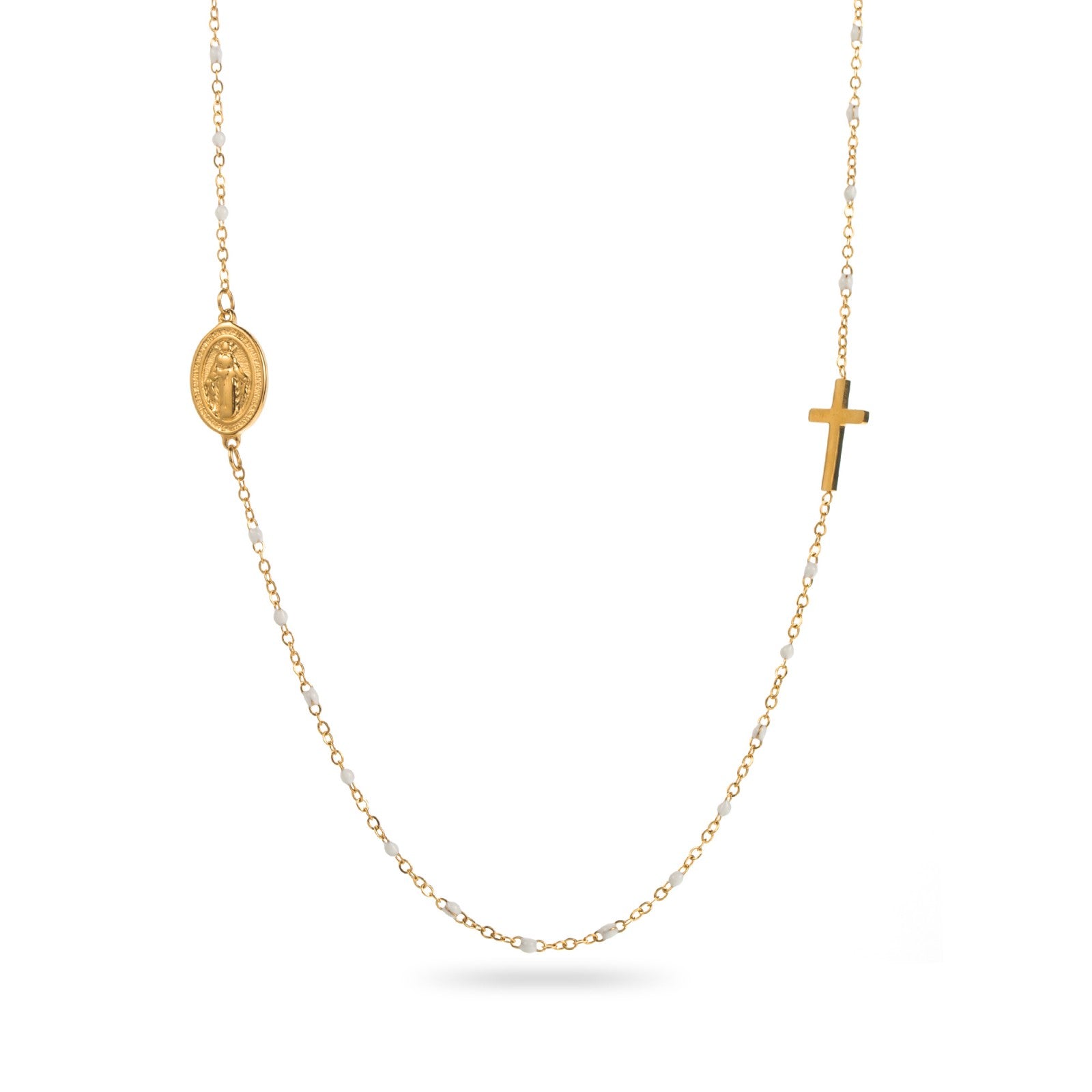 Collier croix avec perles de couleur