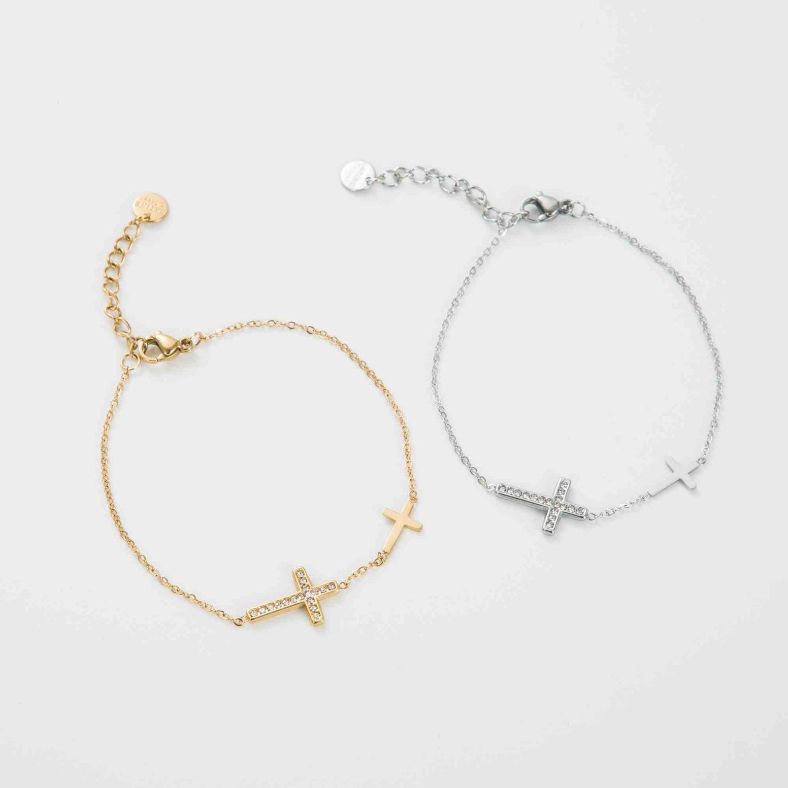 Bracelet double croix strass