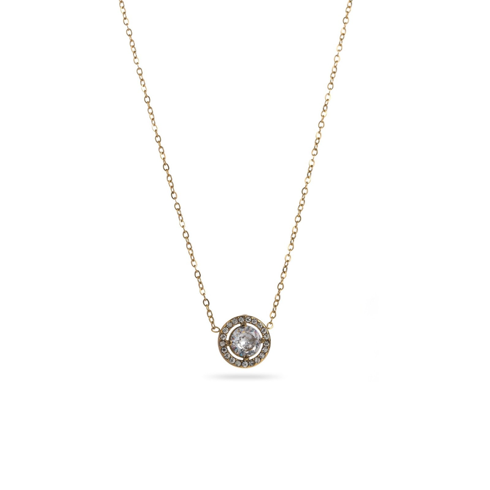 Collier solitaire accompagné strass