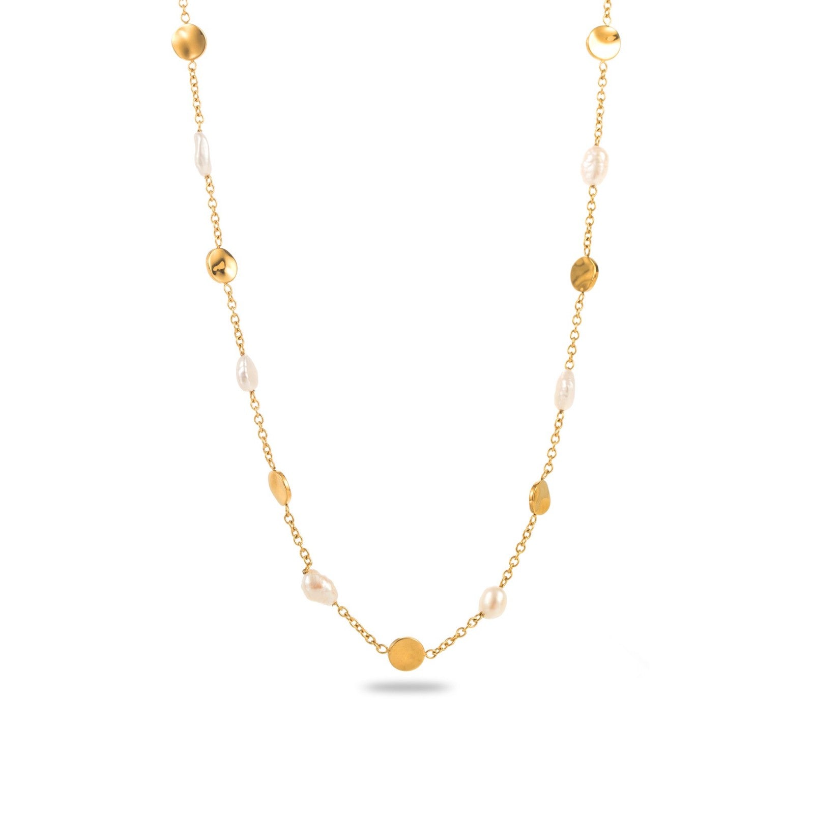 Collier fin avec pierres naturelles et rond martelés