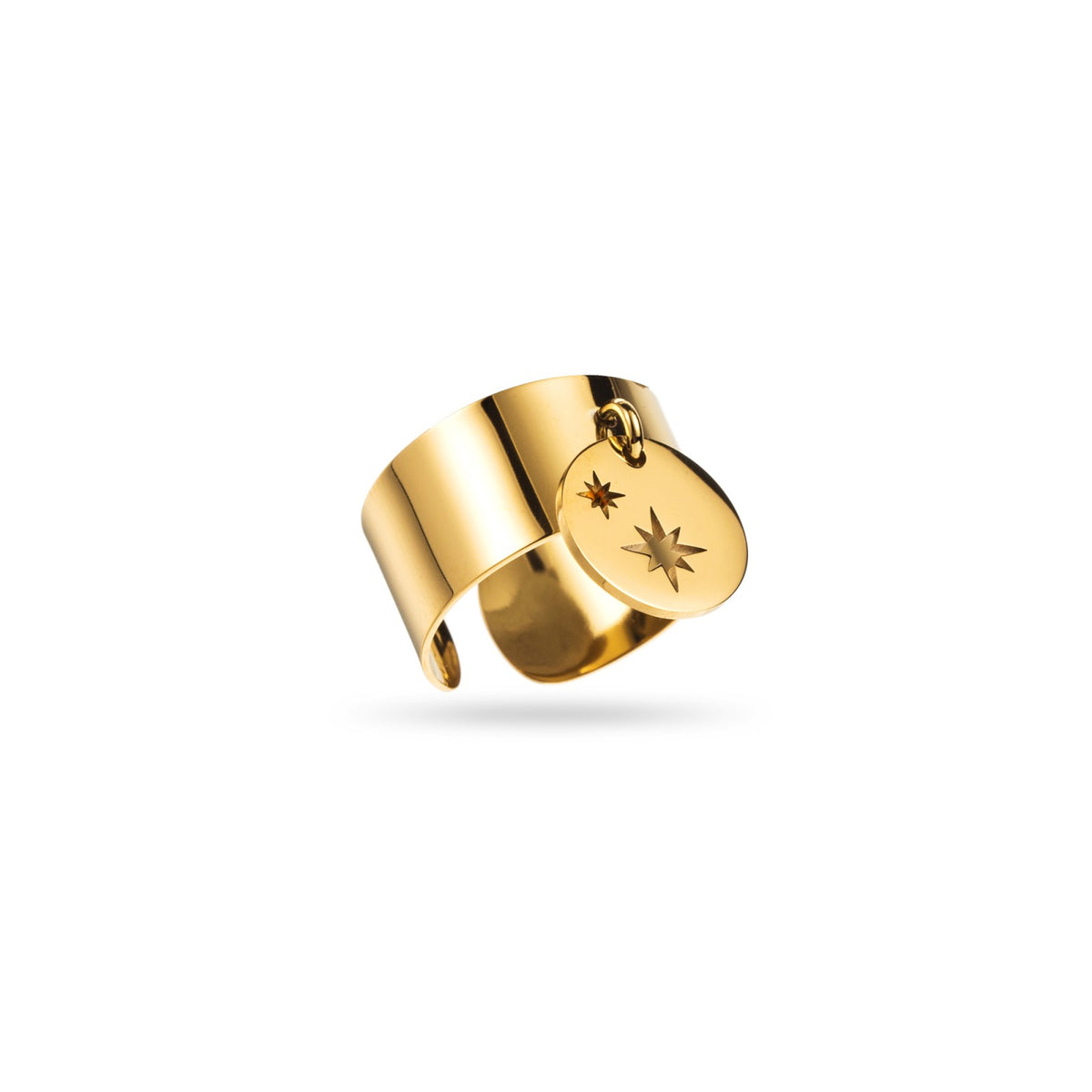 bague breloque acier inoxydable doré breloque étoiles résiste à l'eau et hypoallergénique