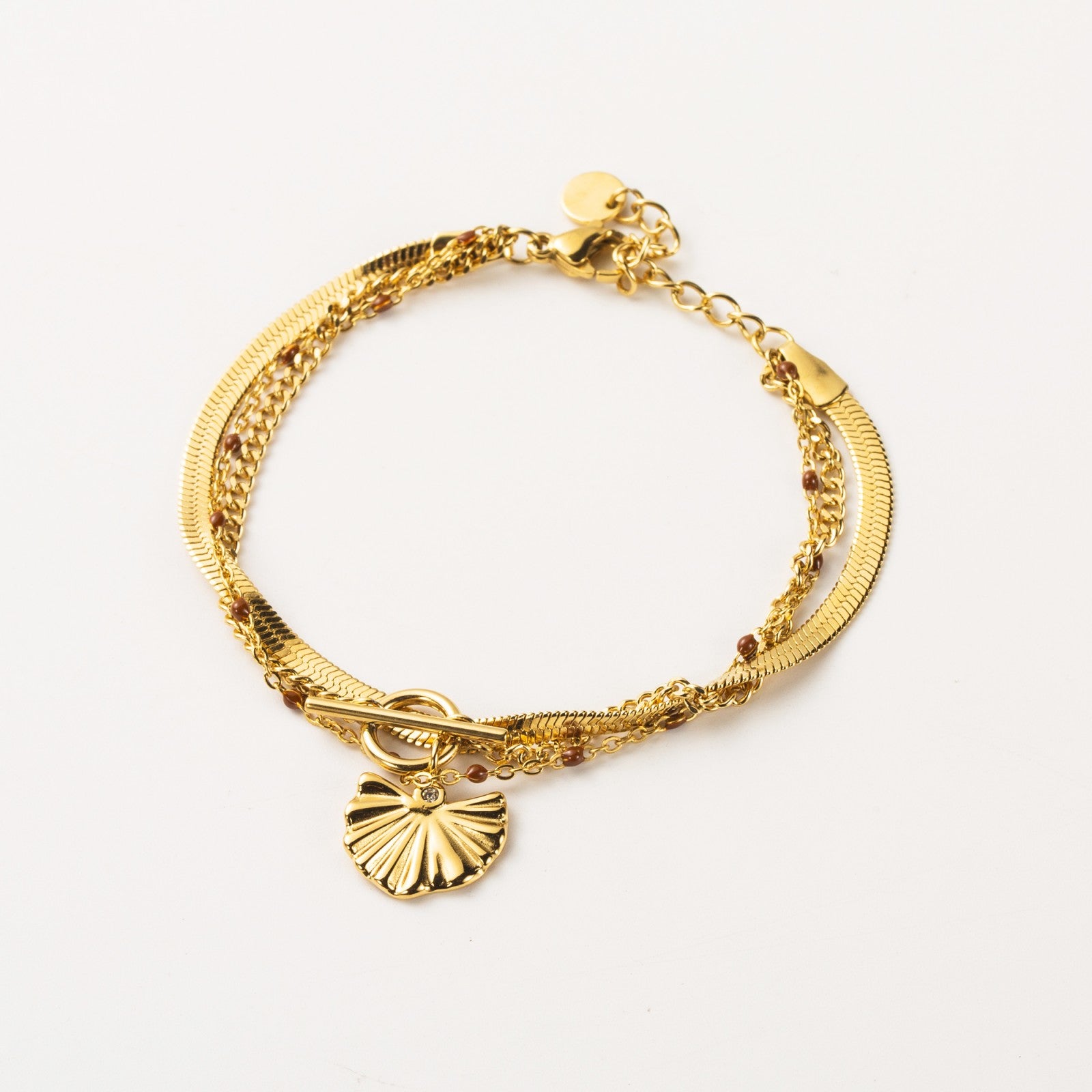 Bracelet multirangs feuille de gingko