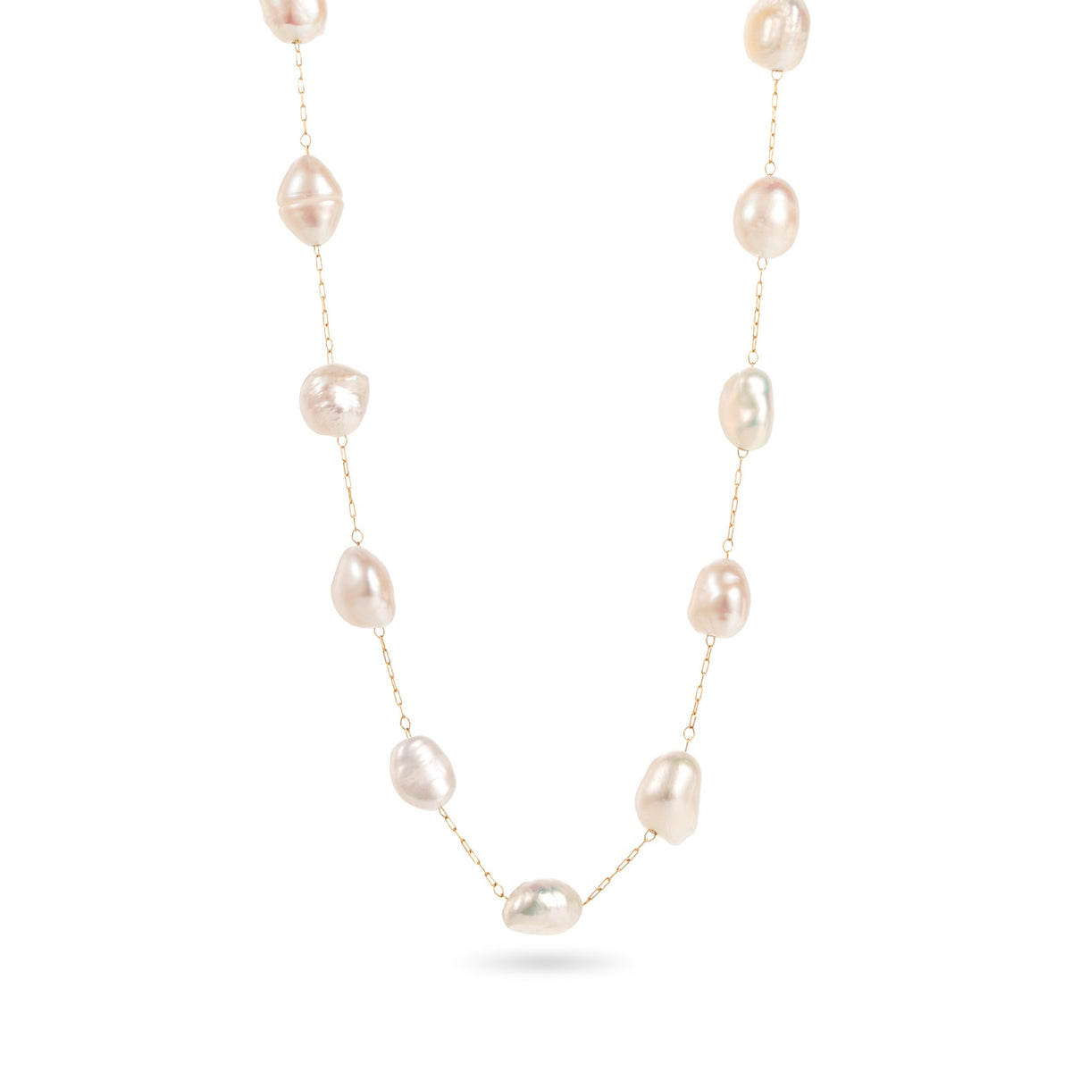 collier acier inoxydable doré chaîne et perles d'eau douce hypoallergénique et résistant à l'eau