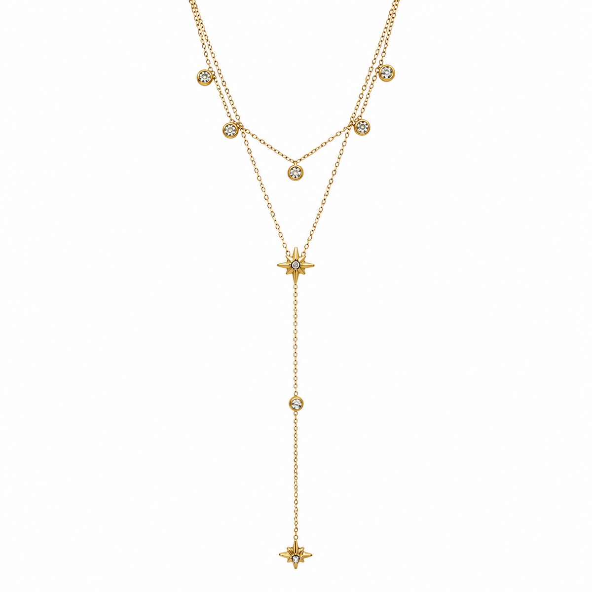 collier y cravate étoiles et oxydes de zirconium