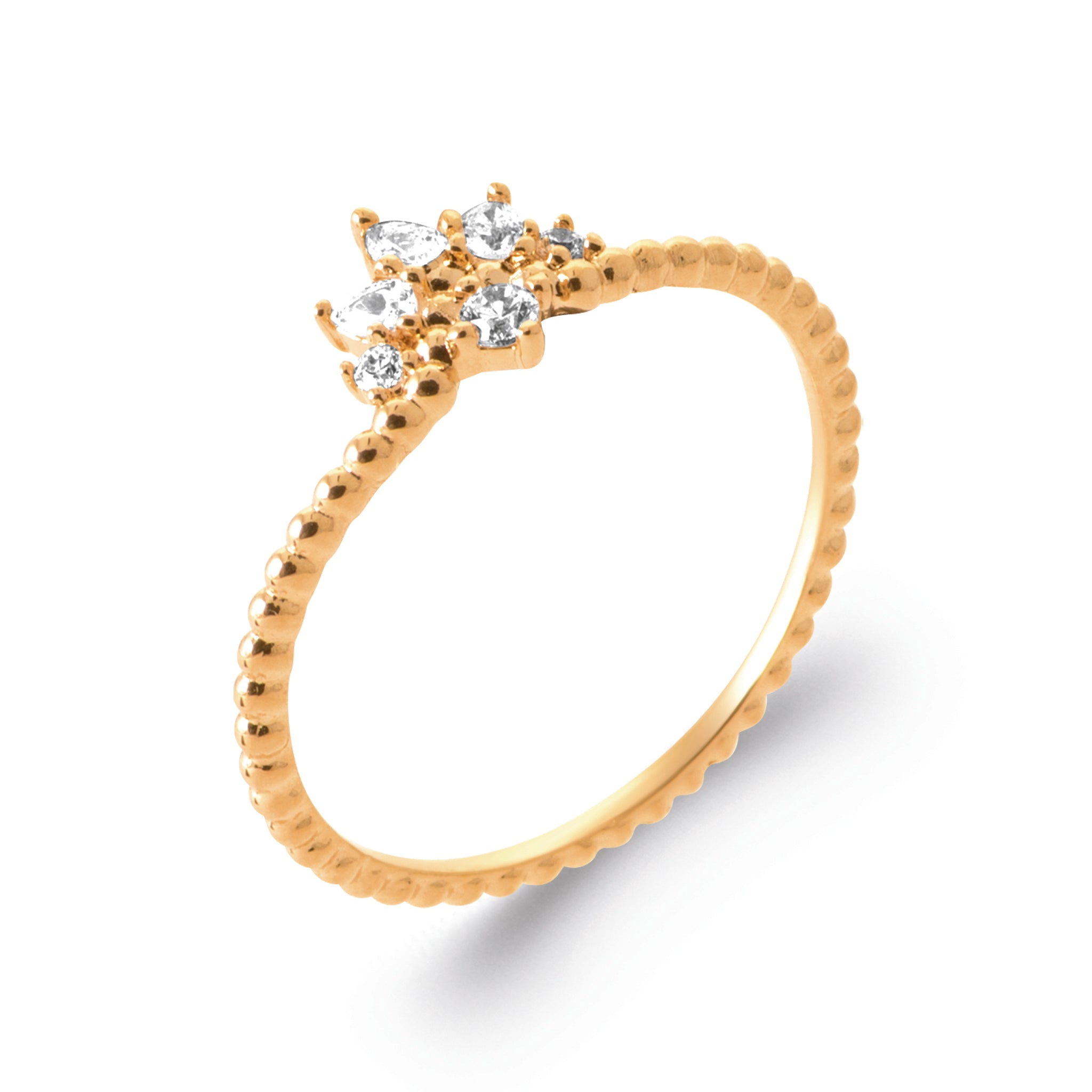 Bague perlée constellation zircons