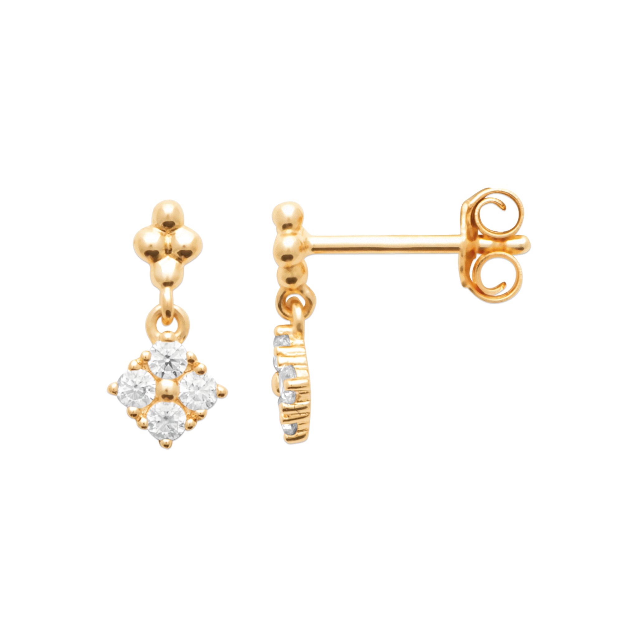 Boucles d'oreilles puce et losange