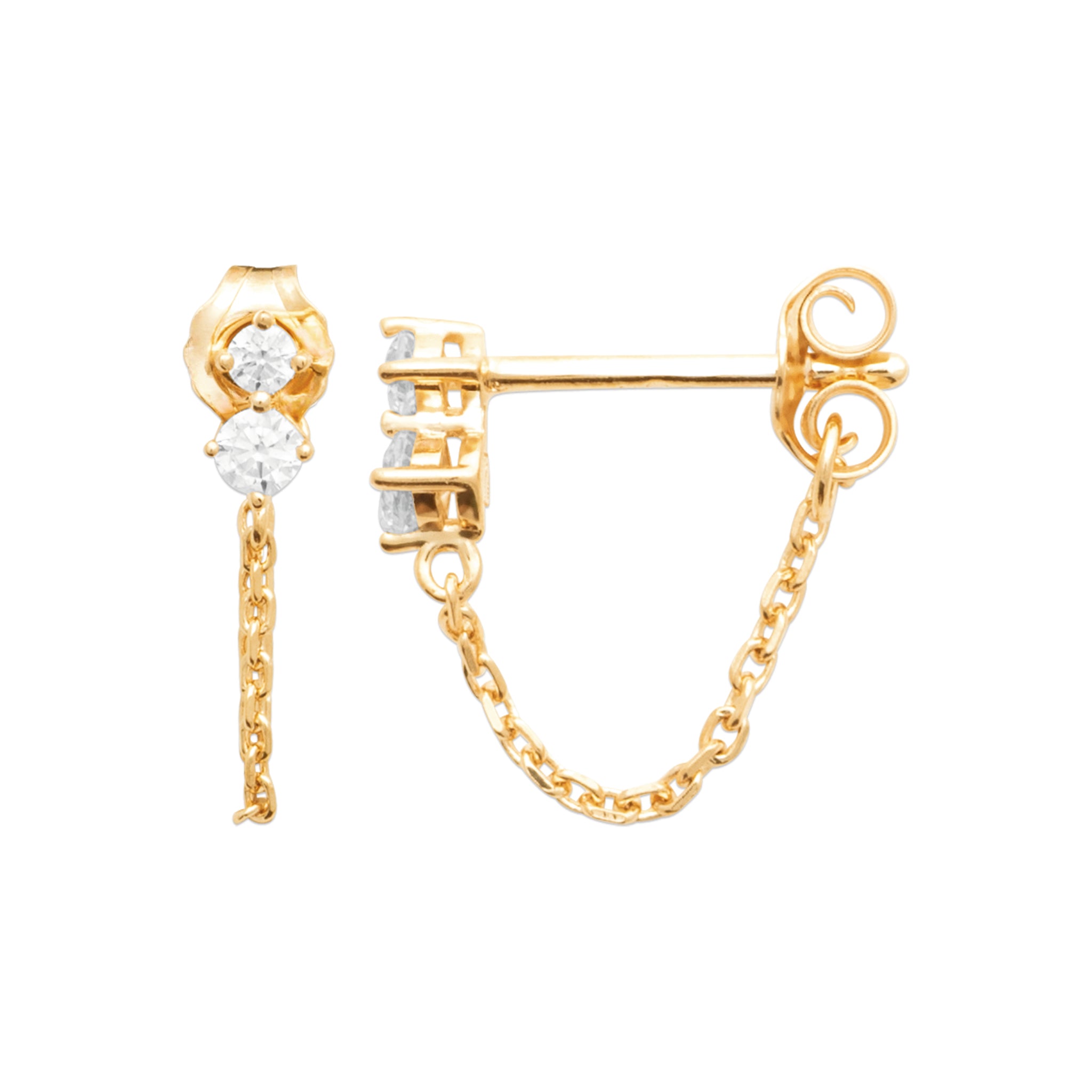 Boucles d'oreilles clous et chaîne