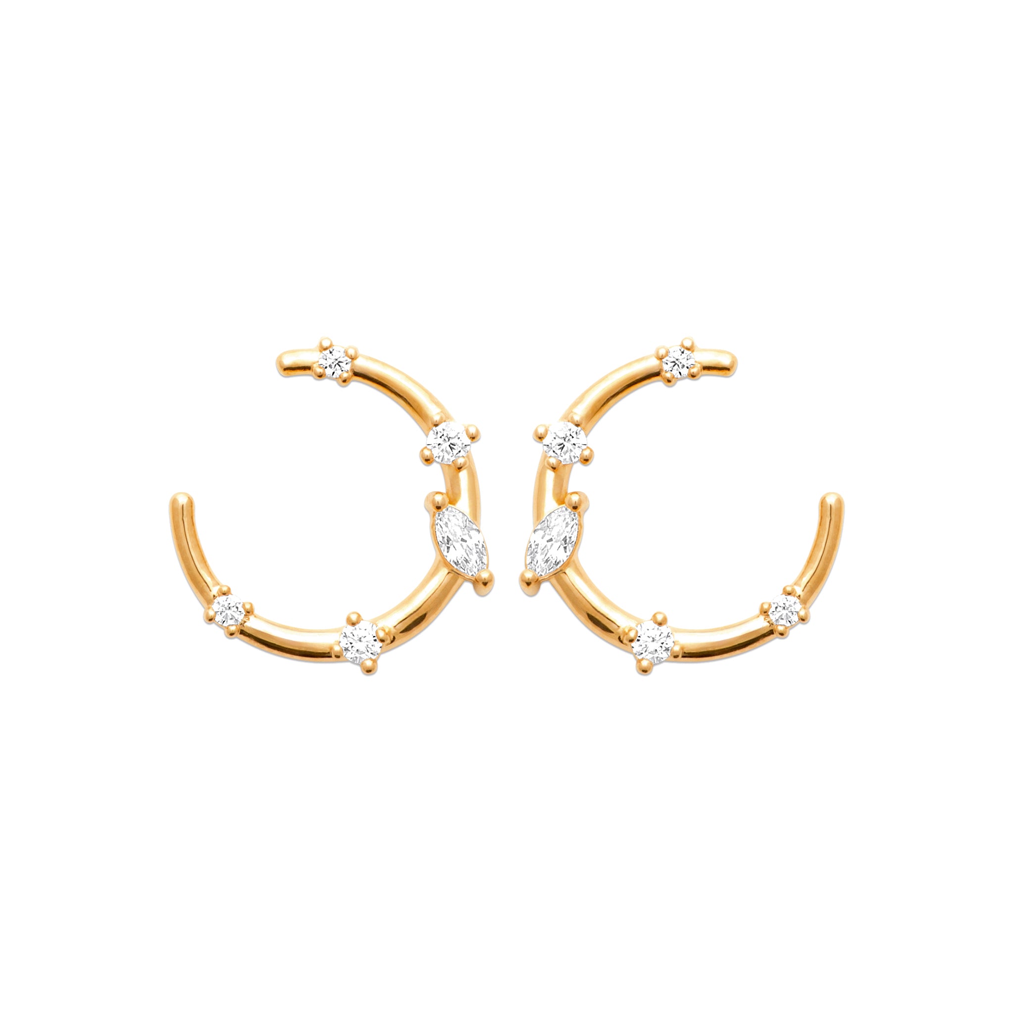 Boucles fixes oxydes style marquise & ronds