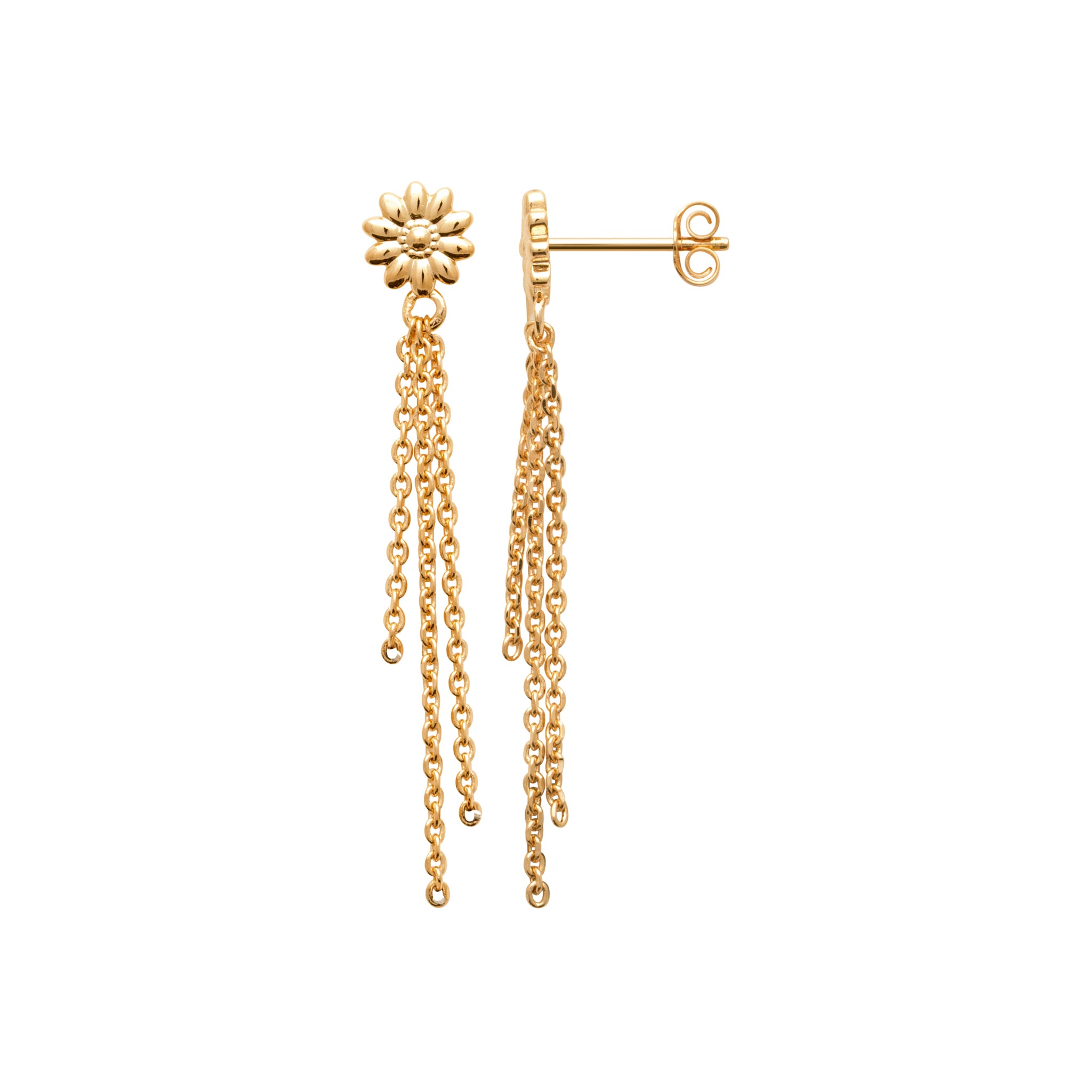 Boucles puces fleurs & chaines