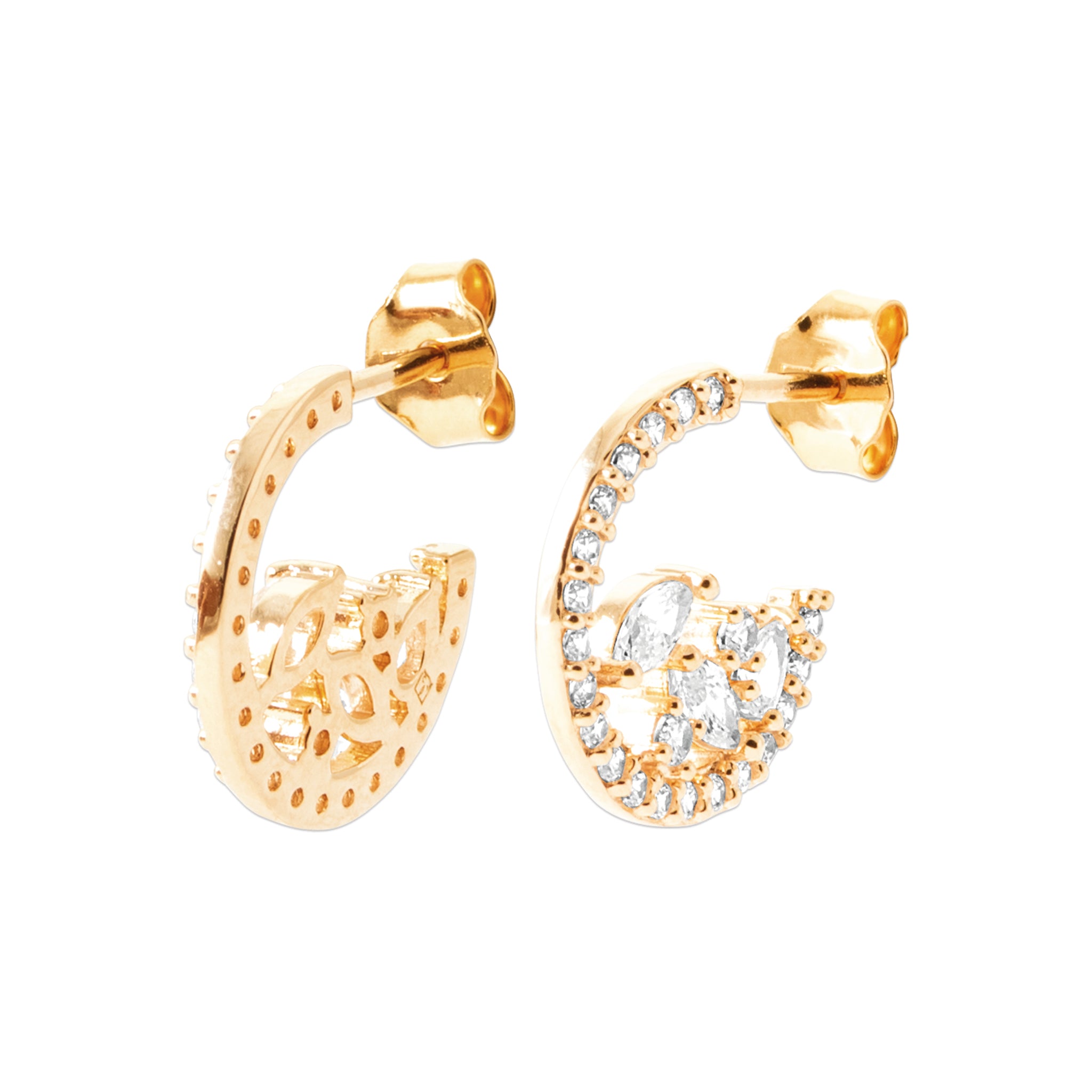 Petites créoles zircons motif floral marquise