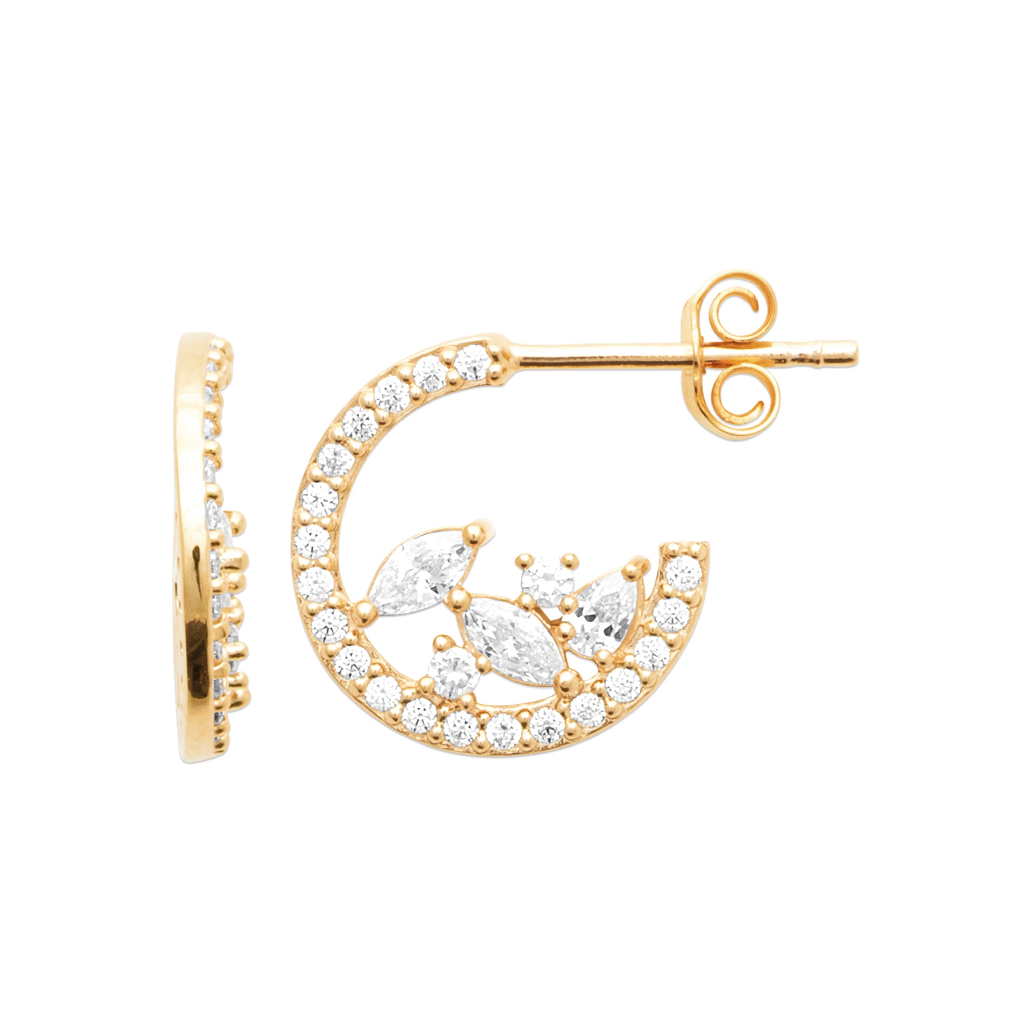 Petites créoles zircons motif floral marquise