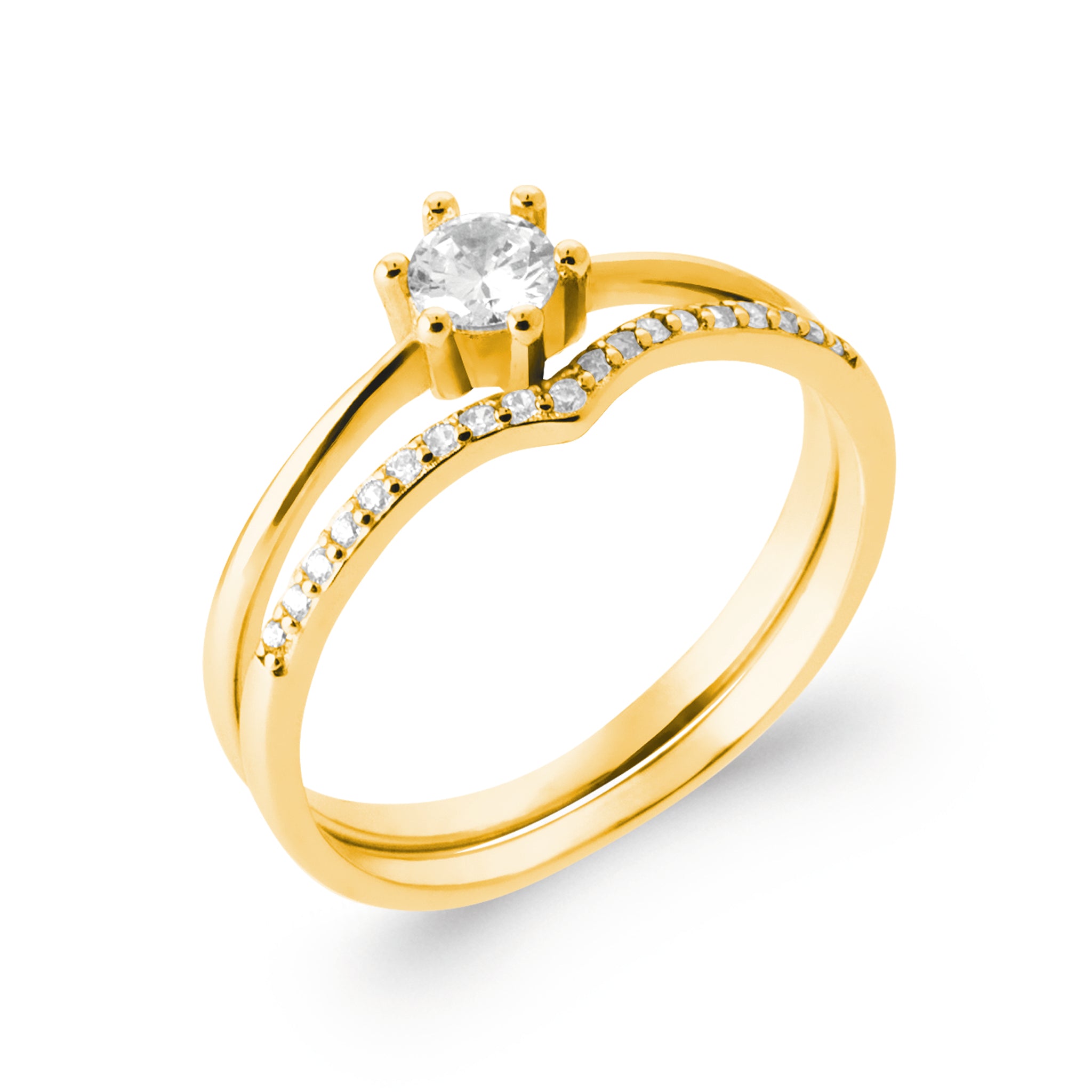 Set 2 bagues solitaire & zircons