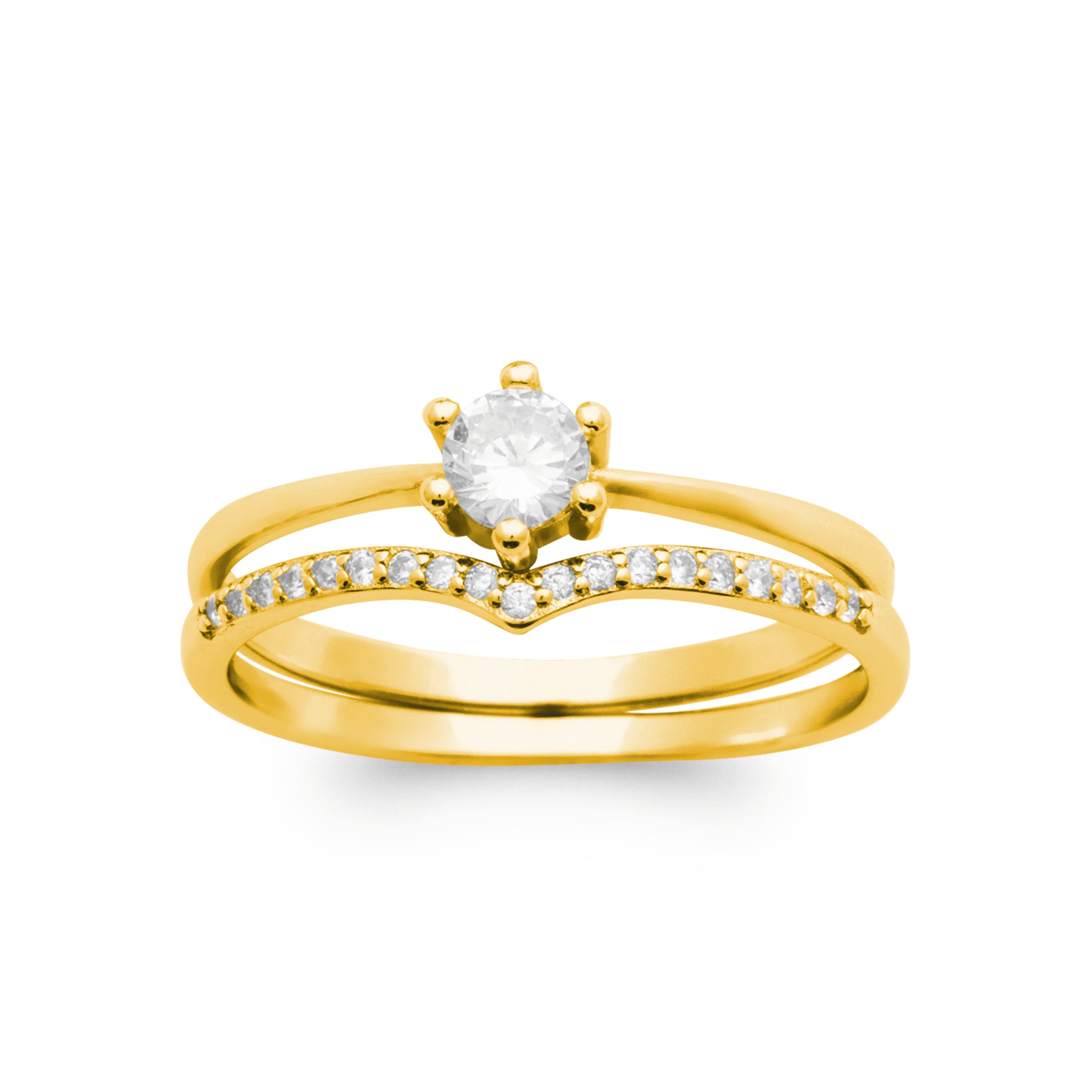 Set 2 bagues solitaire & zircons