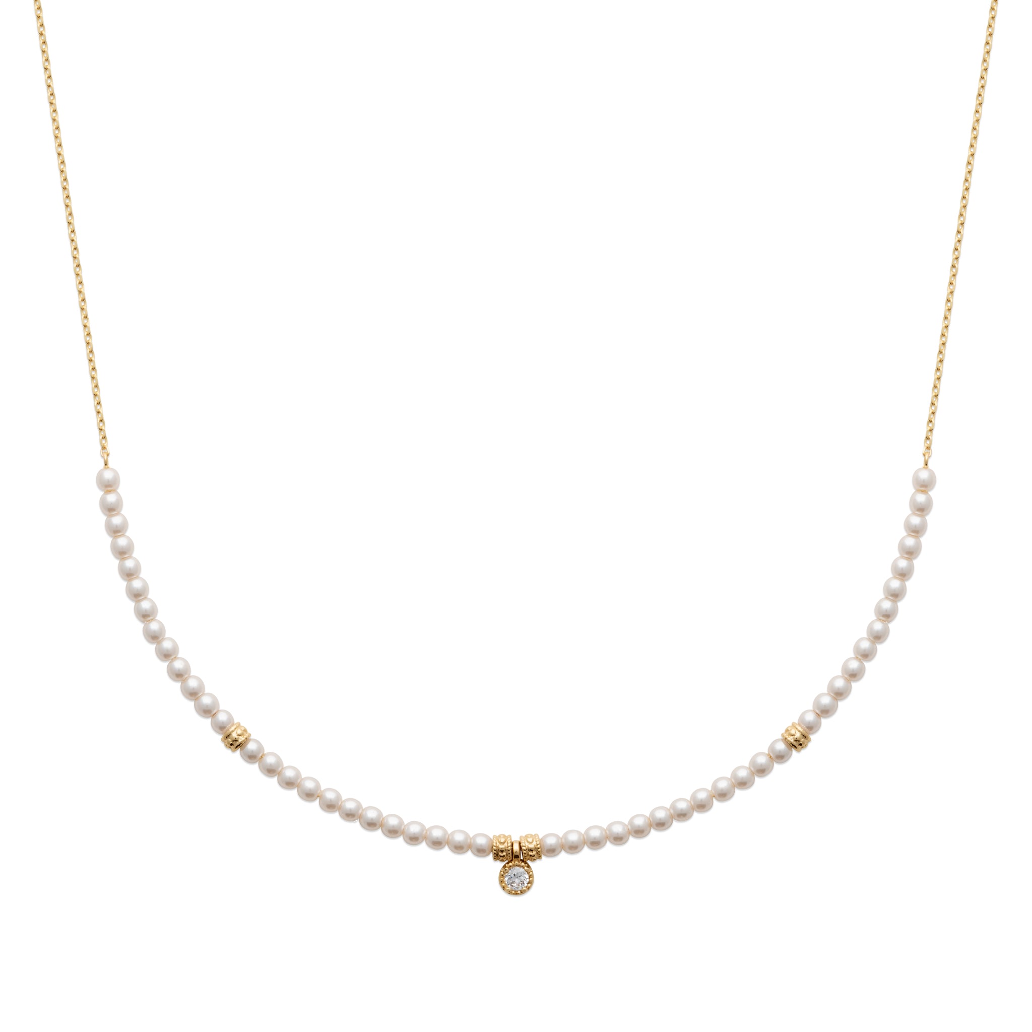 Collier oxyde de zirconium - perles d'imitation