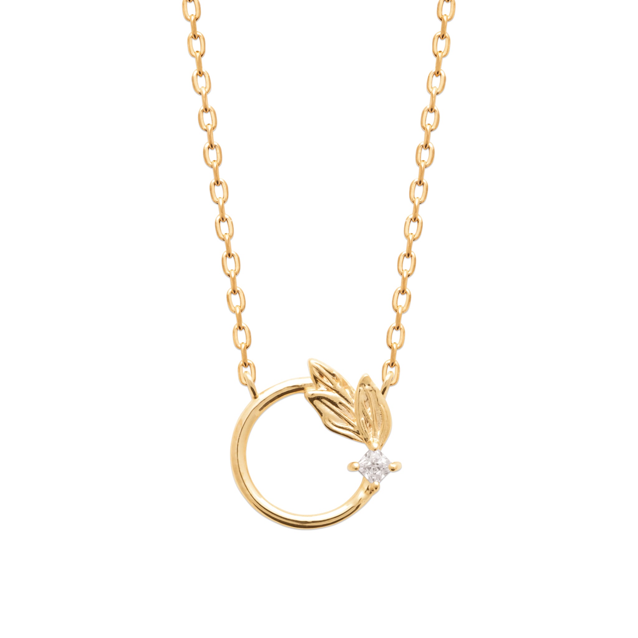 Collier cercle ajouré - feuille - oxyde