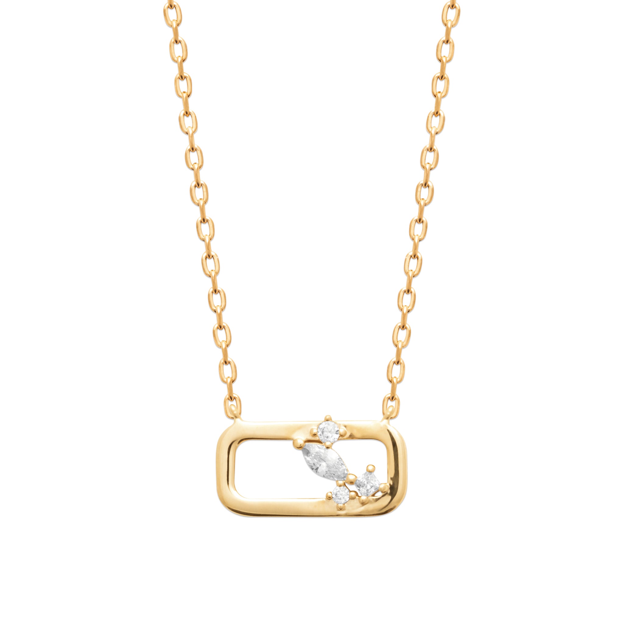 Collier rectangle ajouré avec oxydes