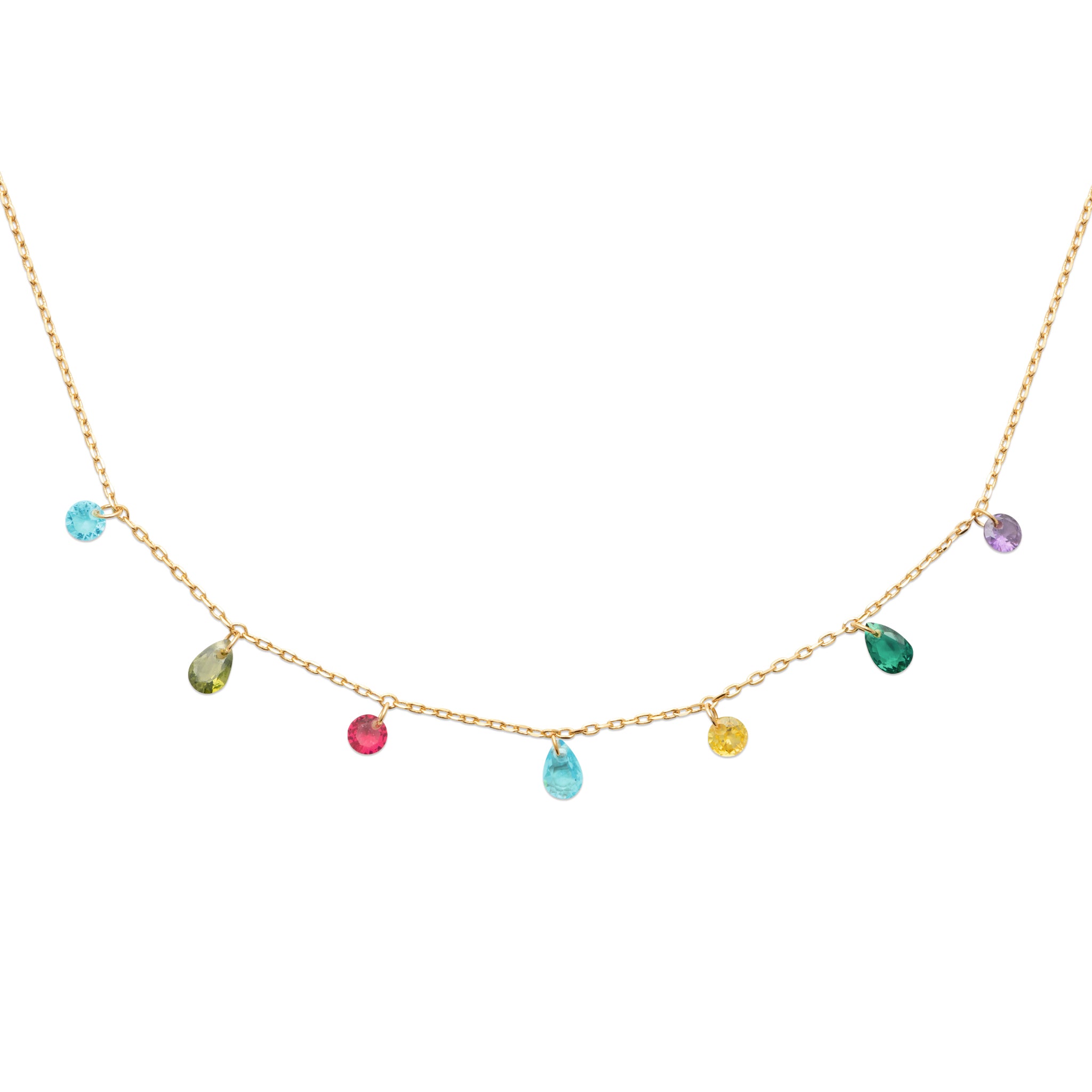 Collier chaîne plaqué or breloques oxydes multicolores