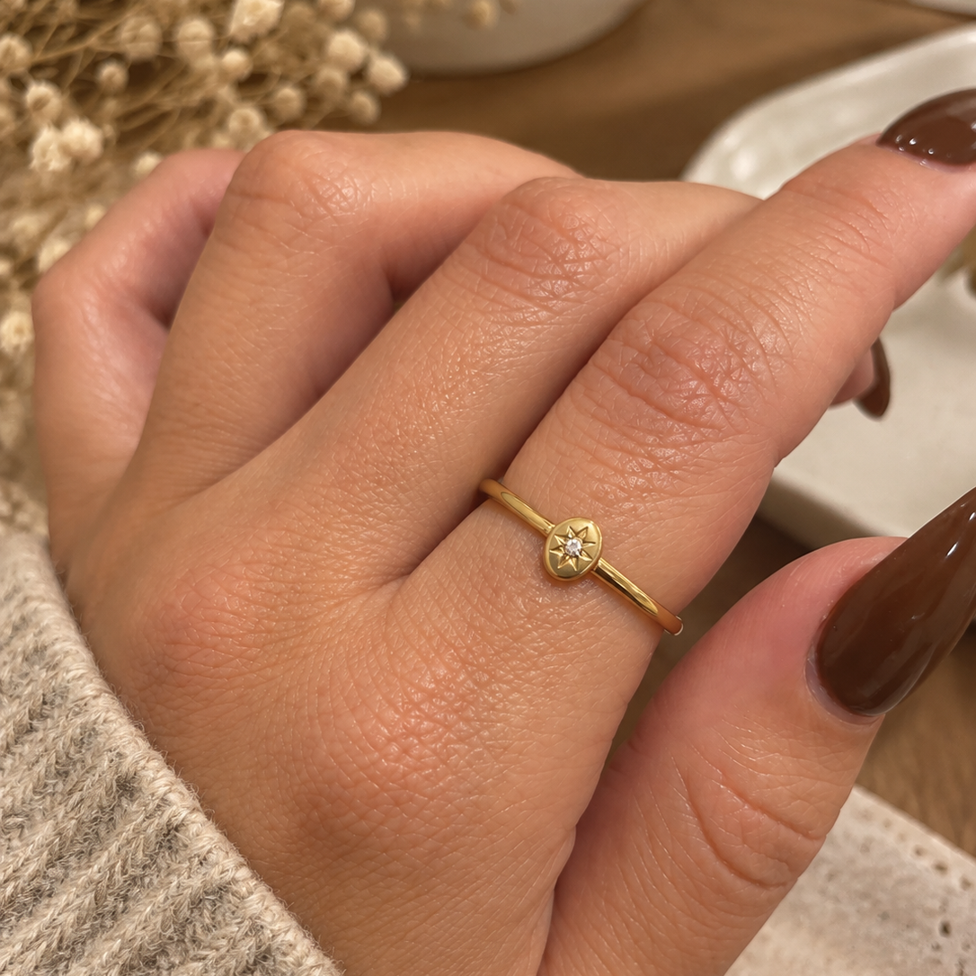 Bague doré acier inoxydable doré réglable ovale petite fine