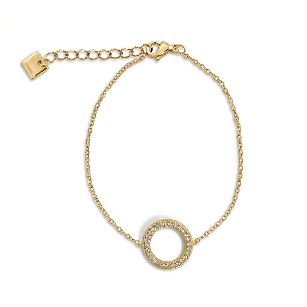 bracelet cercle empierré oxydes de zirconium hypoallergénique résiste à  l'eau acier inoxydable adoré