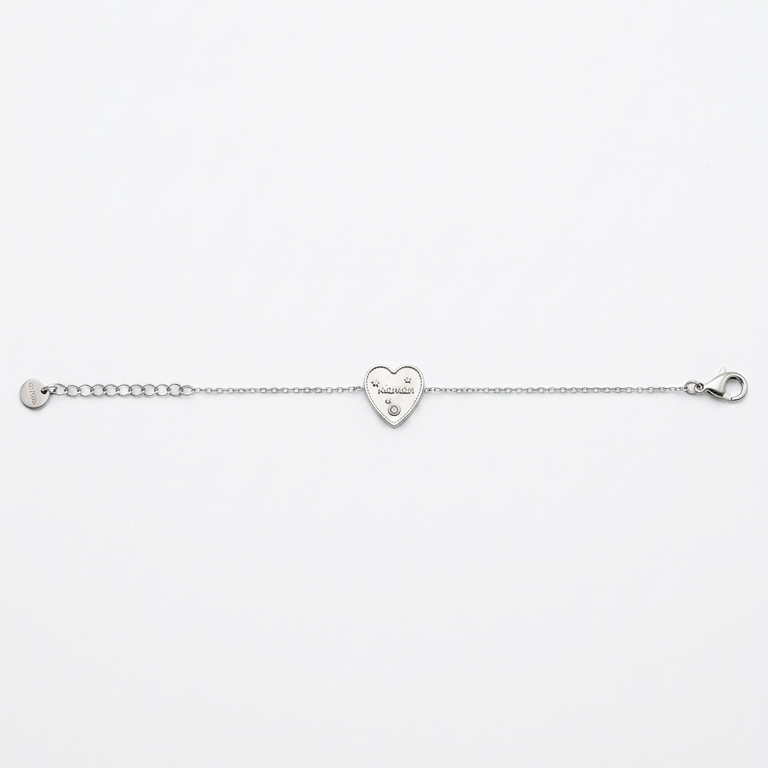 bracelet maman coeur argneté acier inoxydable réglable pierre