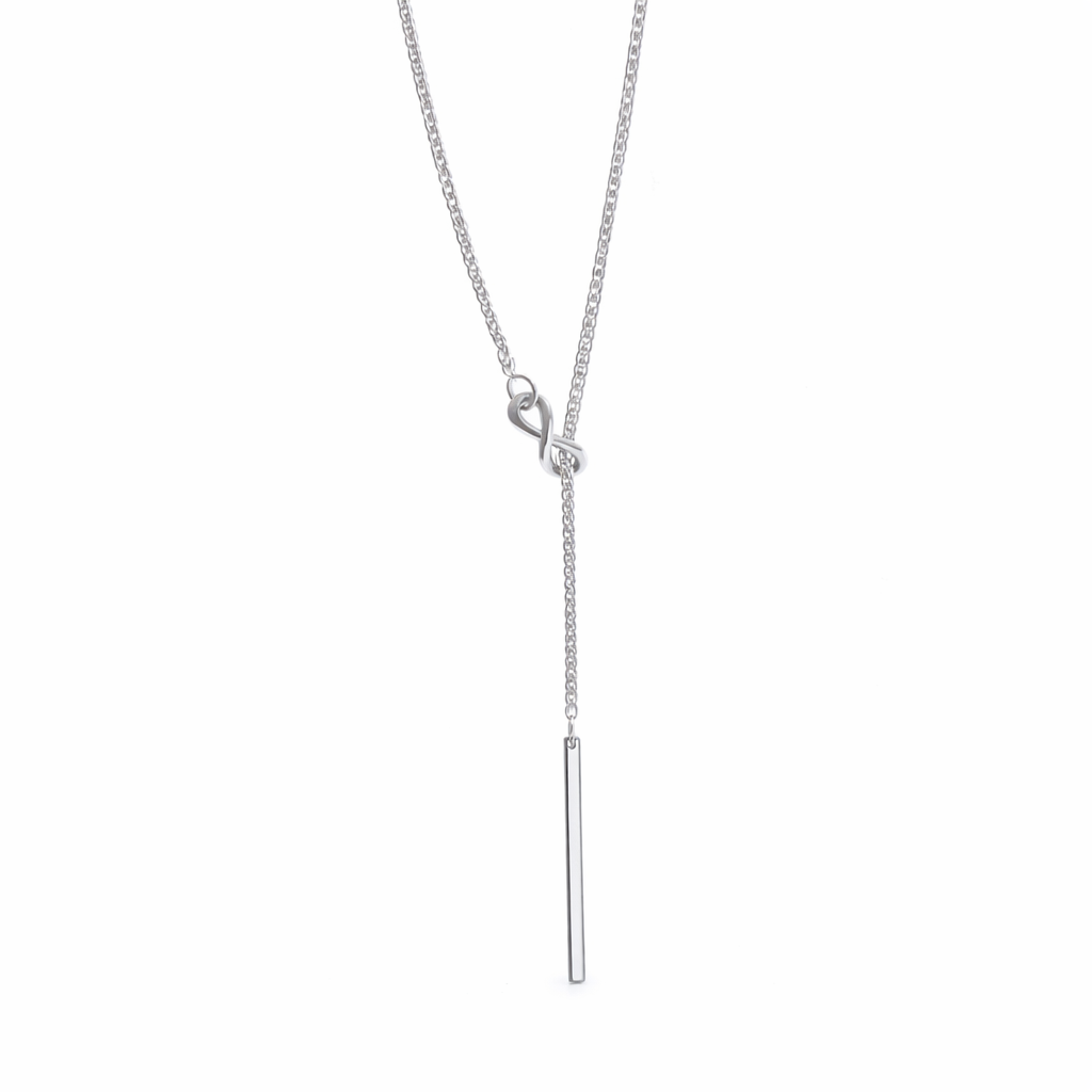 Collier coulissant y argenté acier inoxydable signe infini