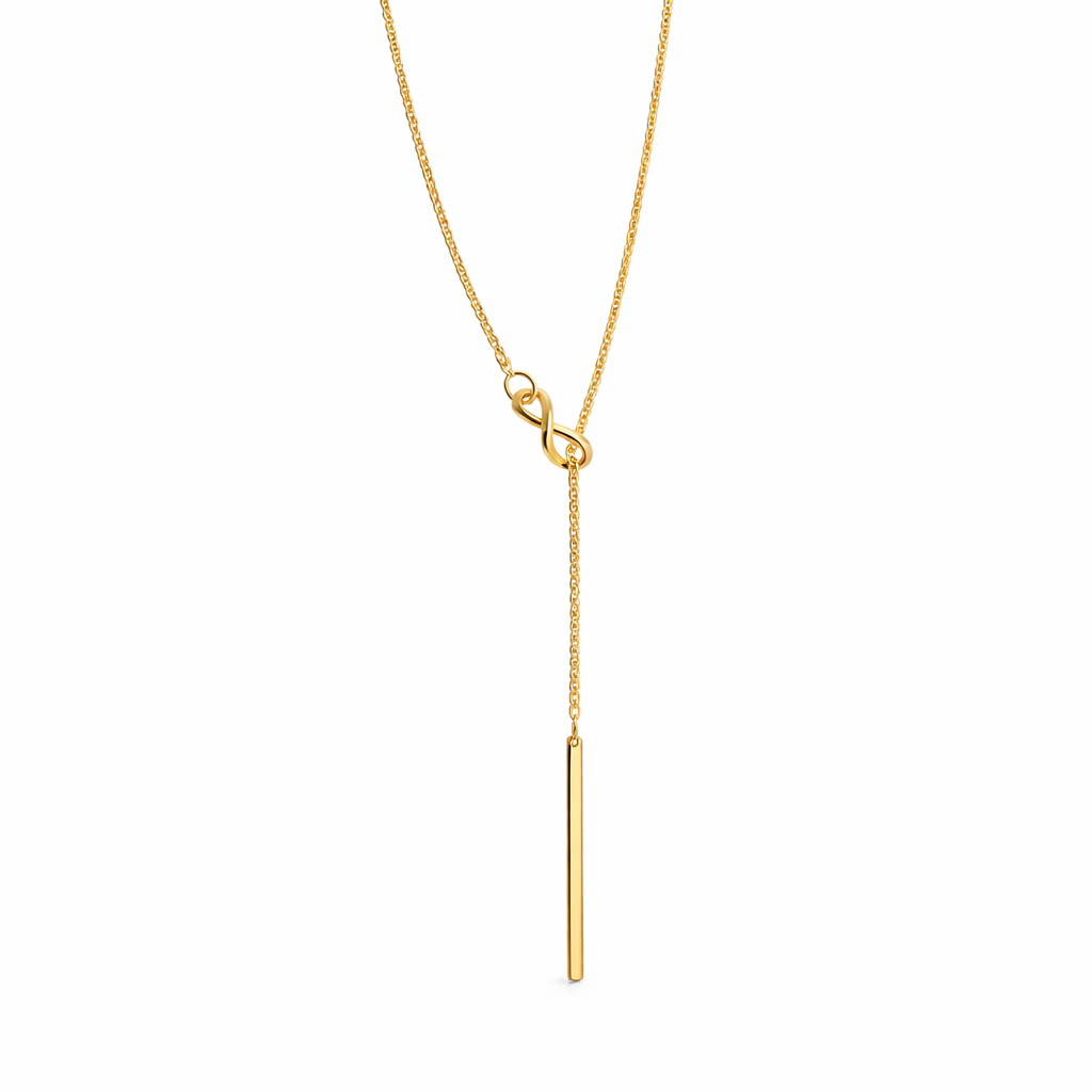 Collier coulissant y doré acier inoxydable signe infini