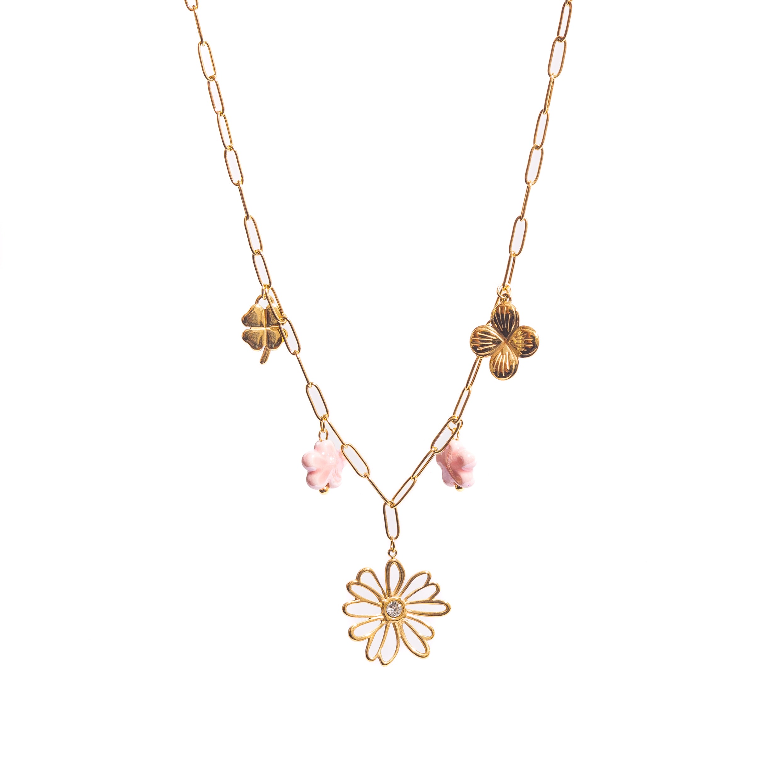 Collier charms fleurs