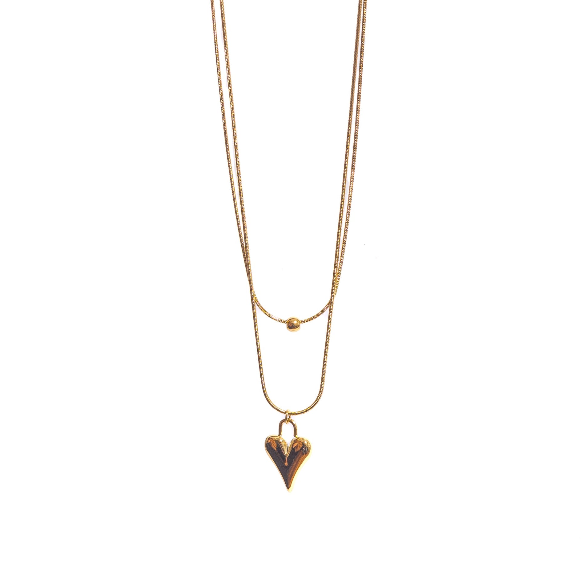 Collier cœur 2 rangs maille fantaisie