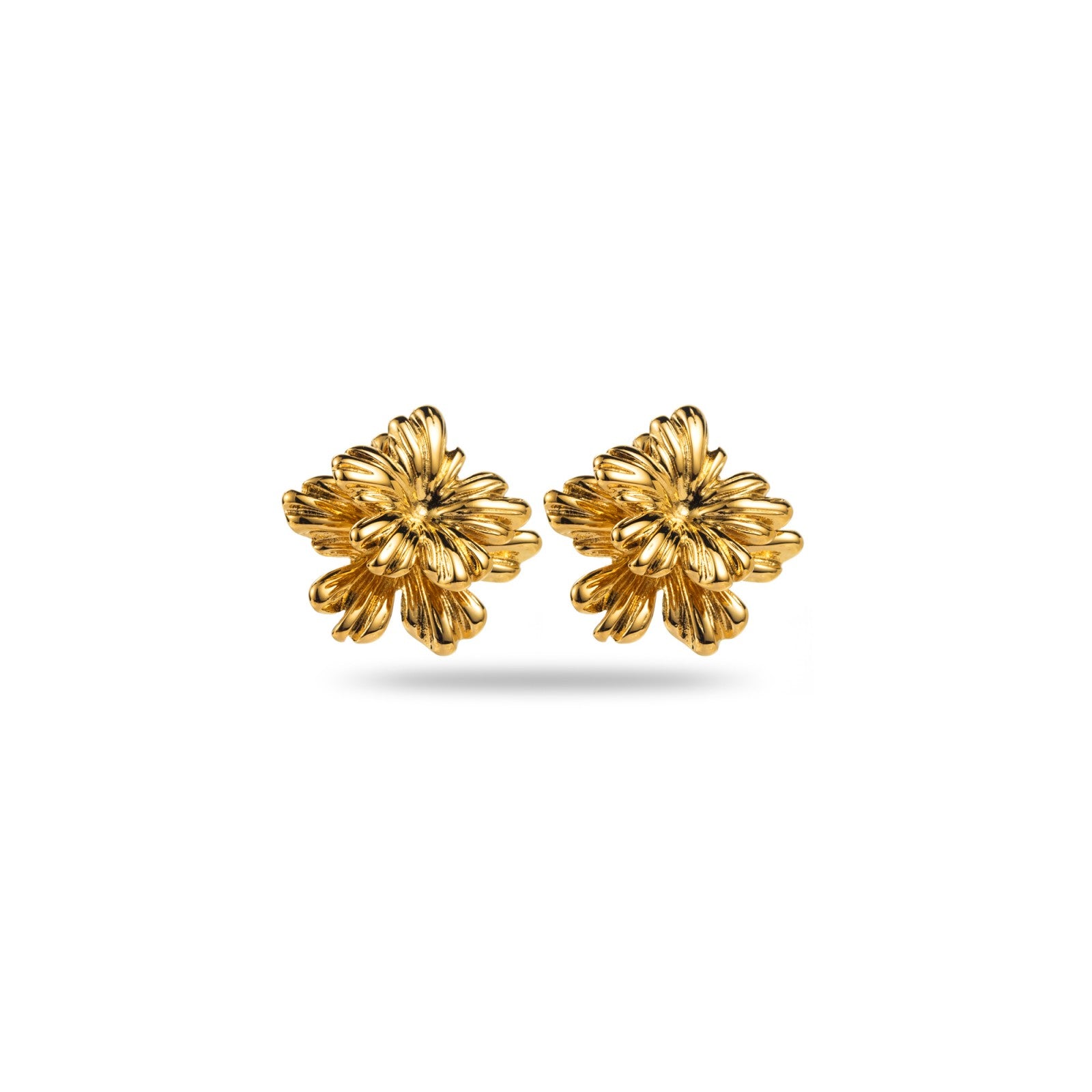 Boucles d'oreilles double puces fleur en relief