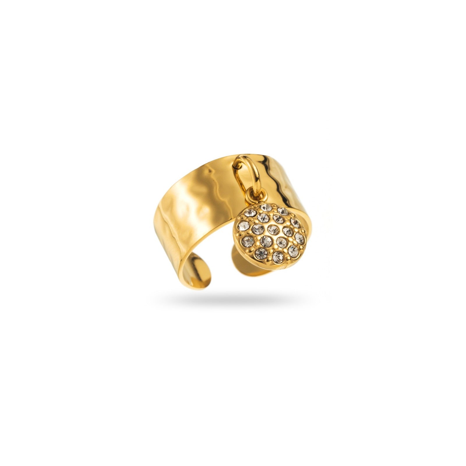 Bague breloque rond avec strass
