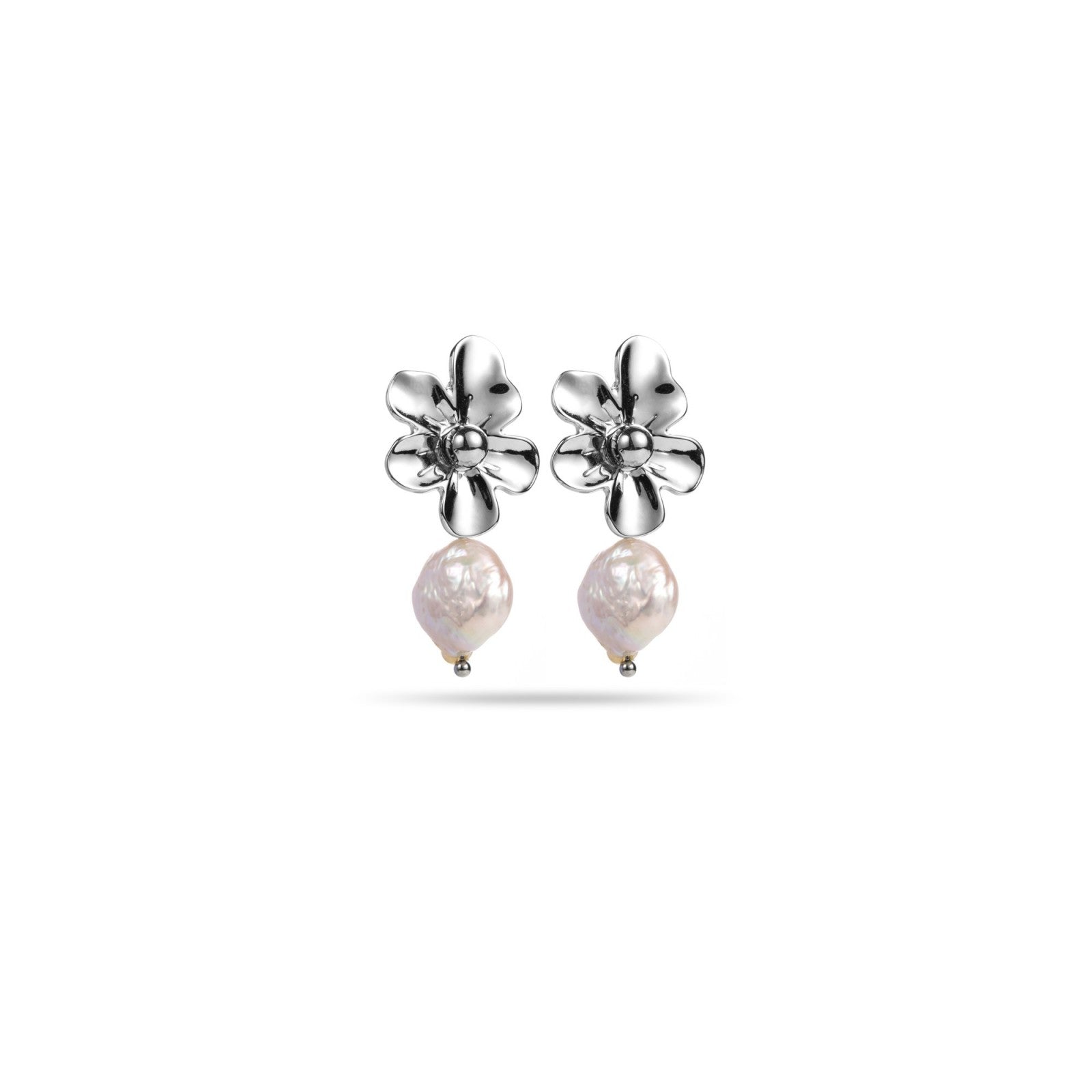 Boucles d'oreilles fleur et perle de nacre