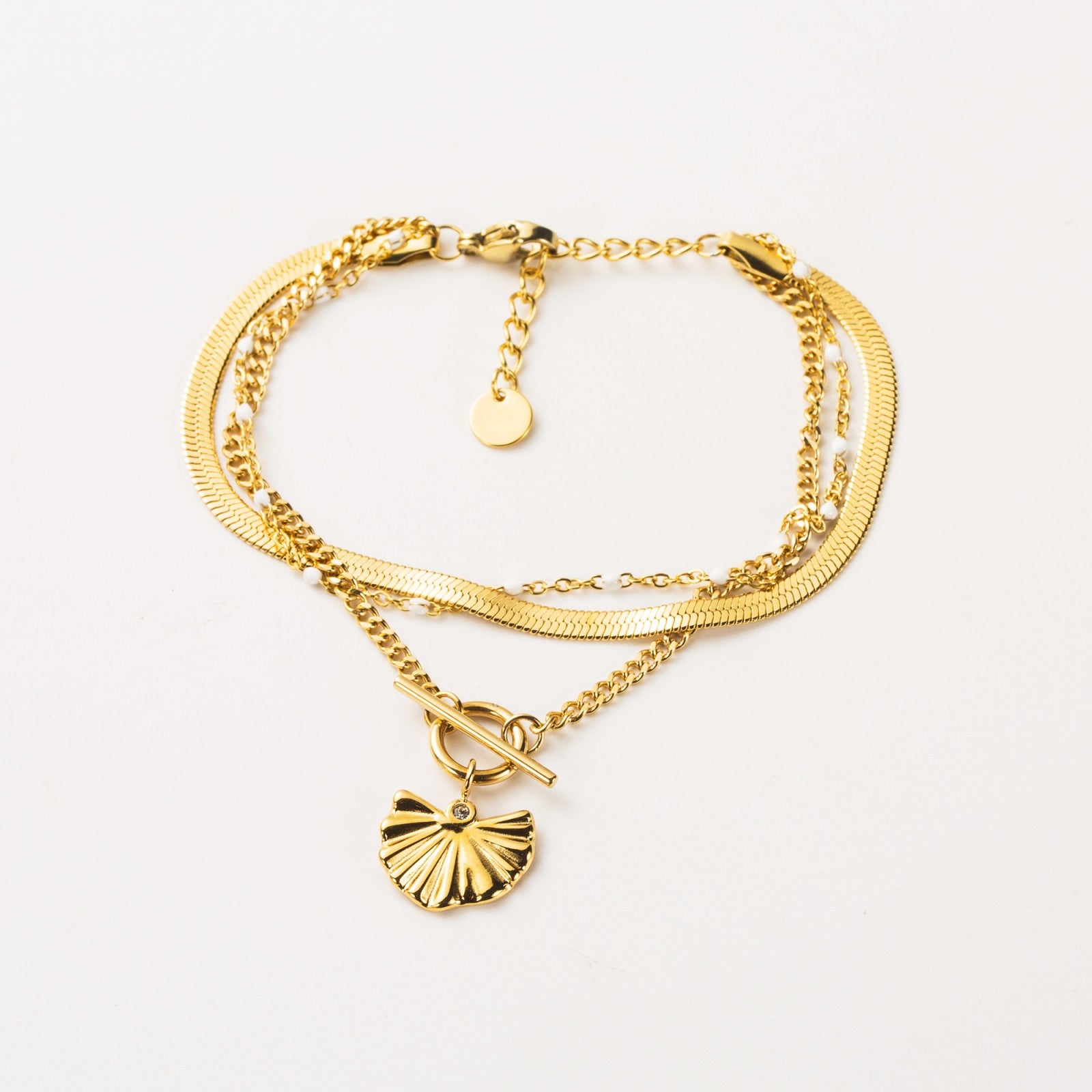 Bracelet multirangs feuille de gingko