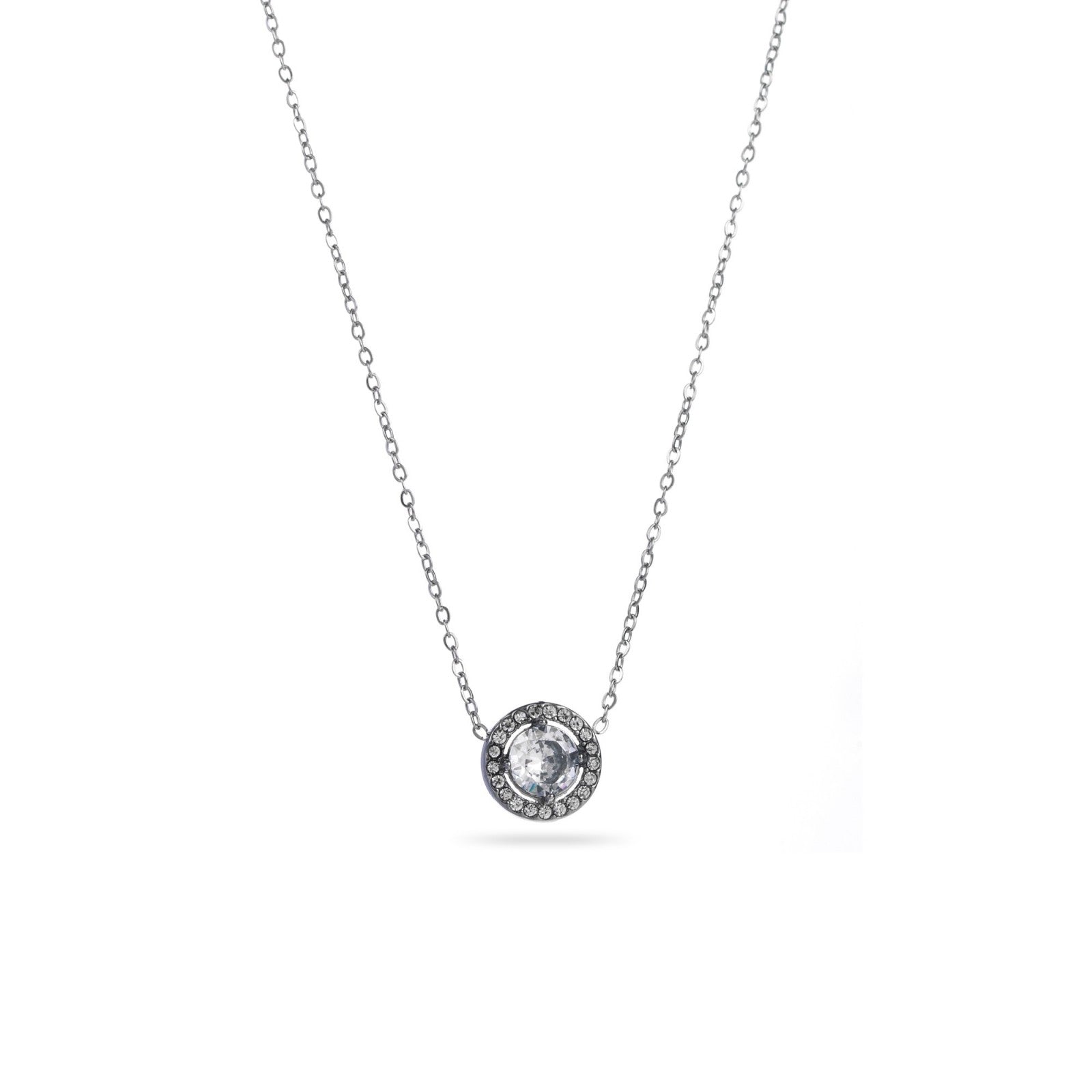 Collier solitaire accompagné strass