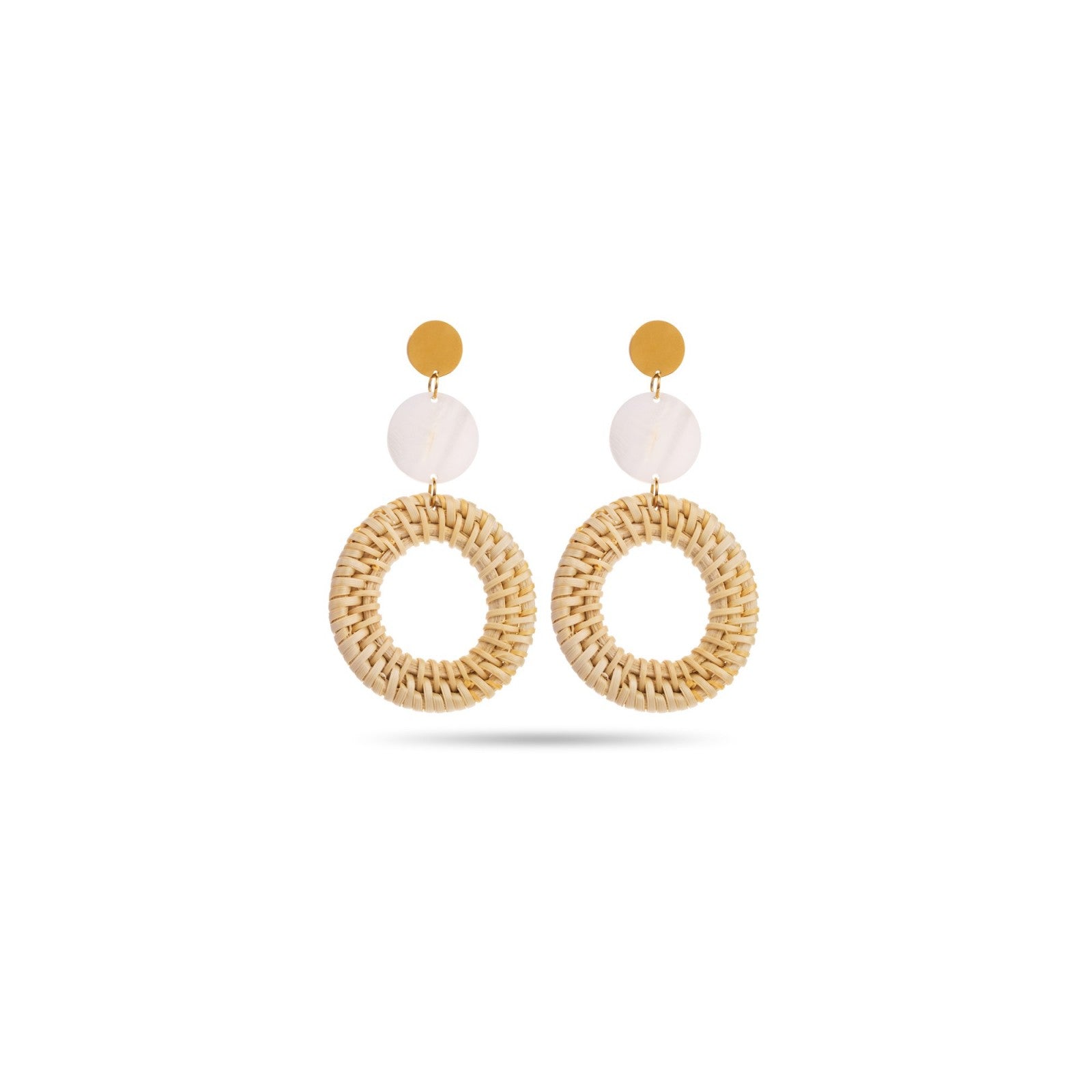 Boucles d'oreilles raphia et cercle de nacre